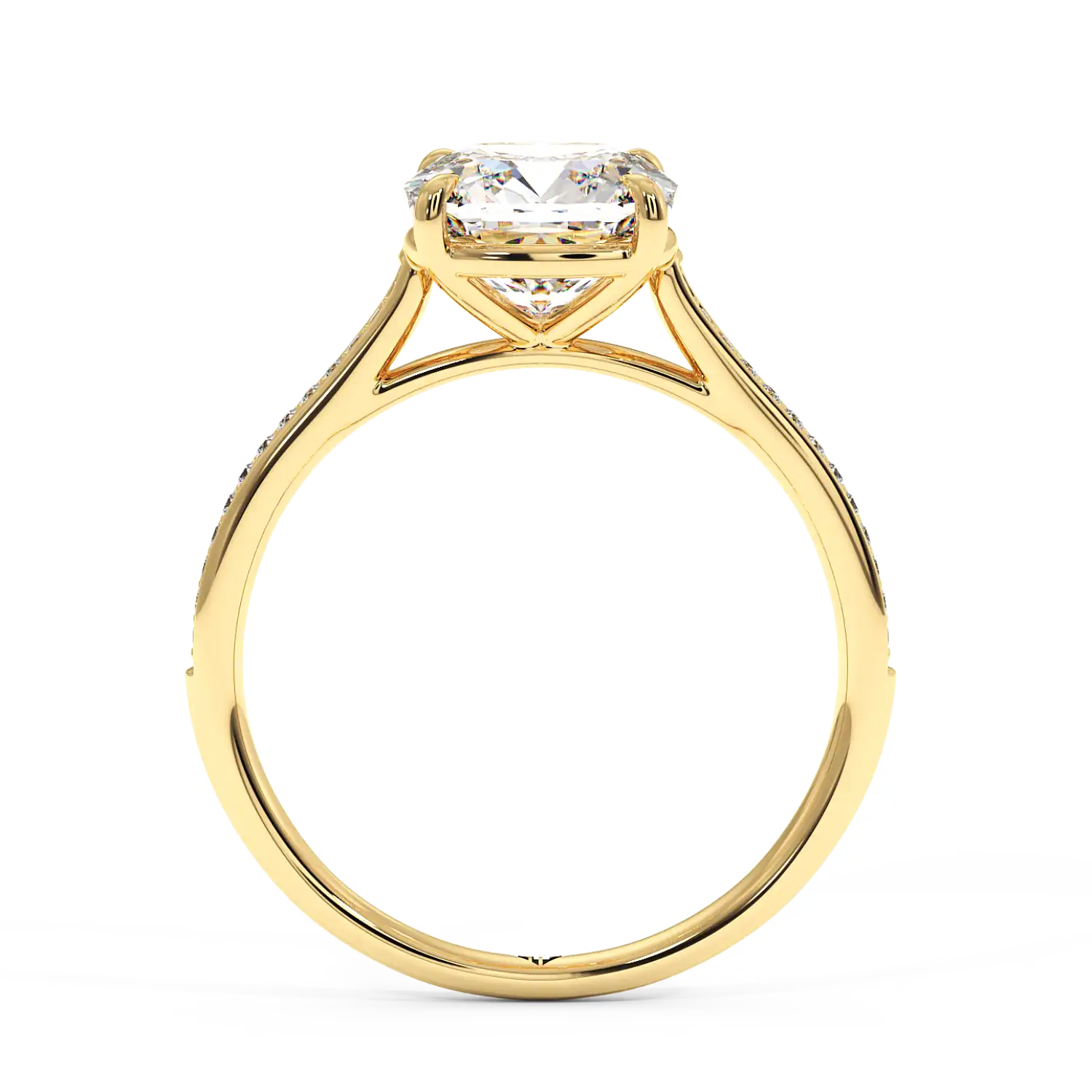 18K Yellow Gold Poppy Pave Engagement Ring