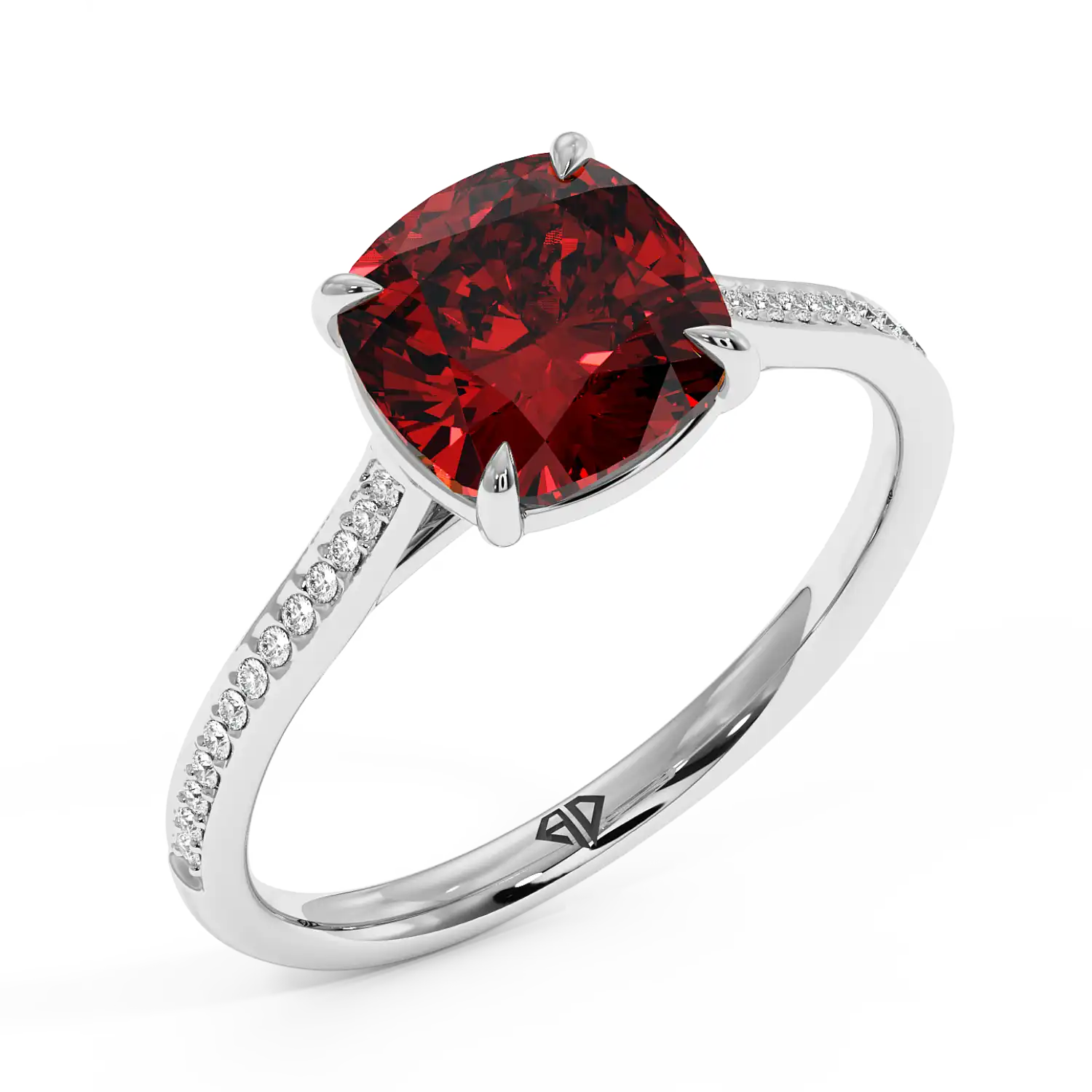 Platinum Poppy Pave Engagement Ring