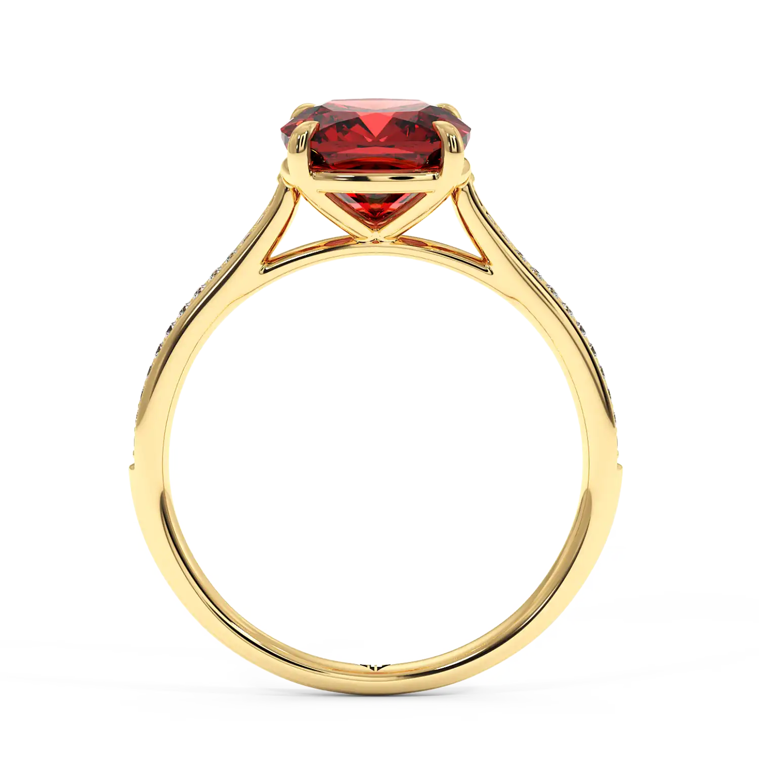 18K Yellow Gold Poppy Pave Diamond Solitaire Engagement Ring