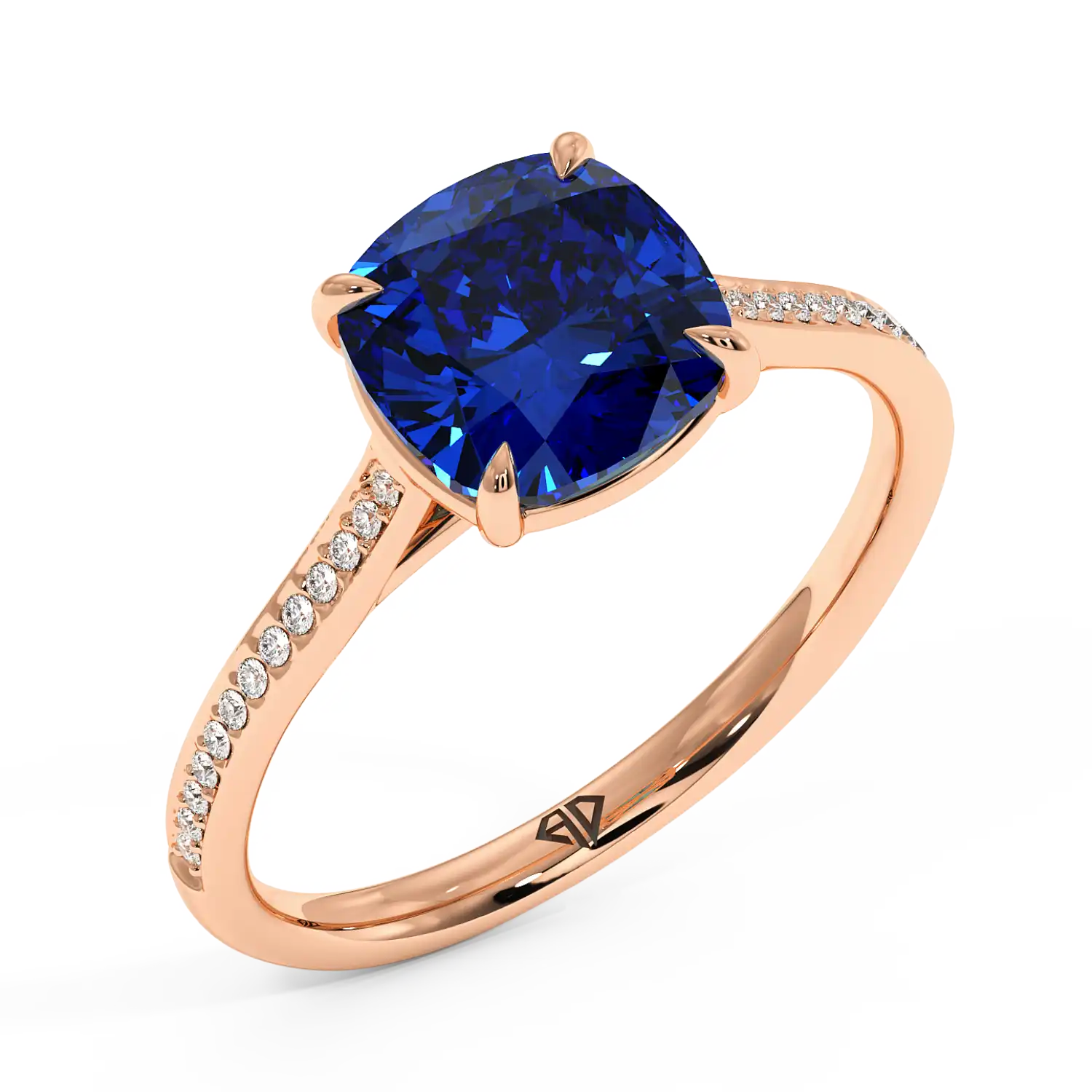 18K Rose Gold Poppy Pave Engagement Ring