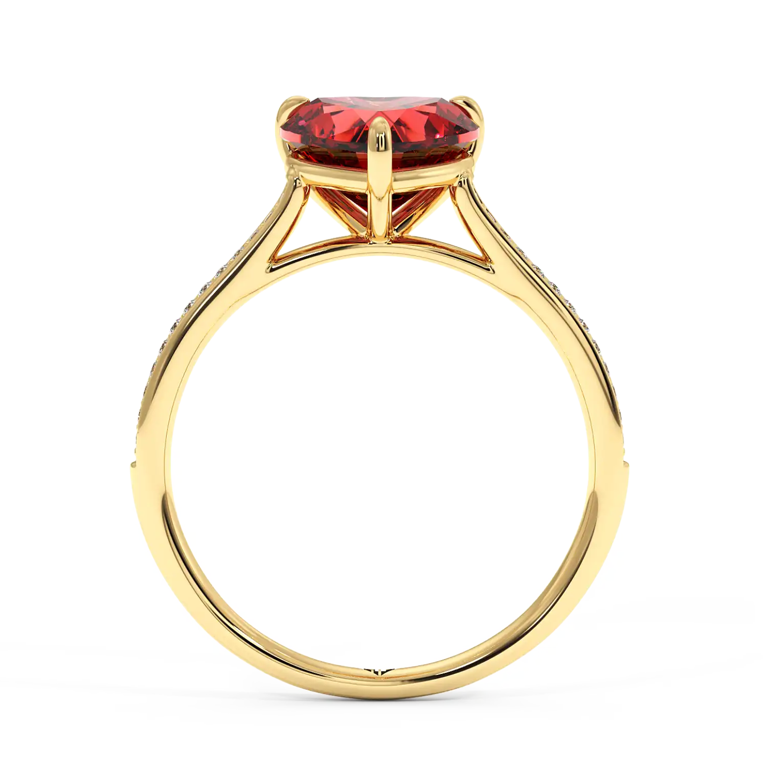 18K Yellow Gold Poppy Pave Diamond Solitaire Engagement Ring