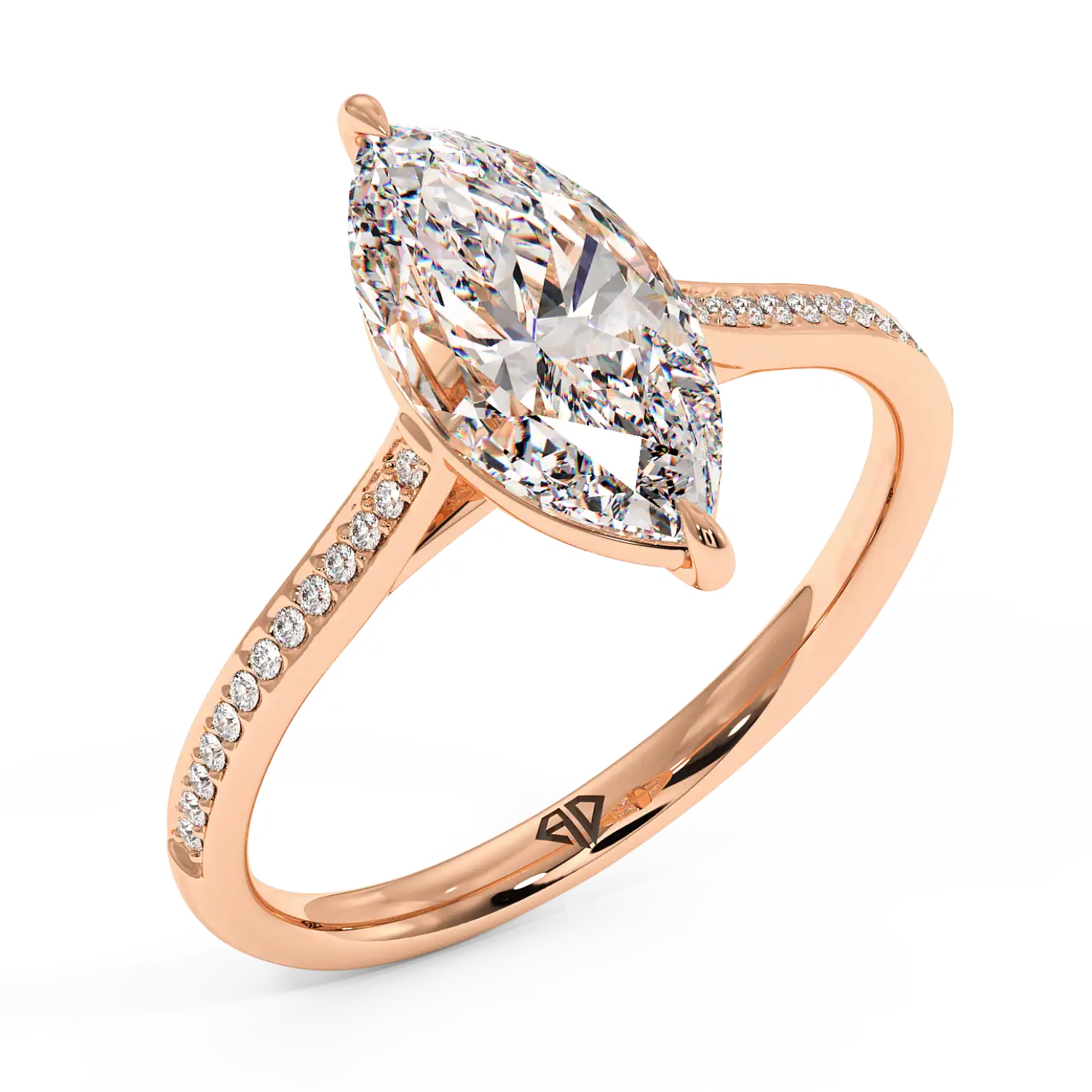 18K Rose Gold Poppy Pave Engagement Ring