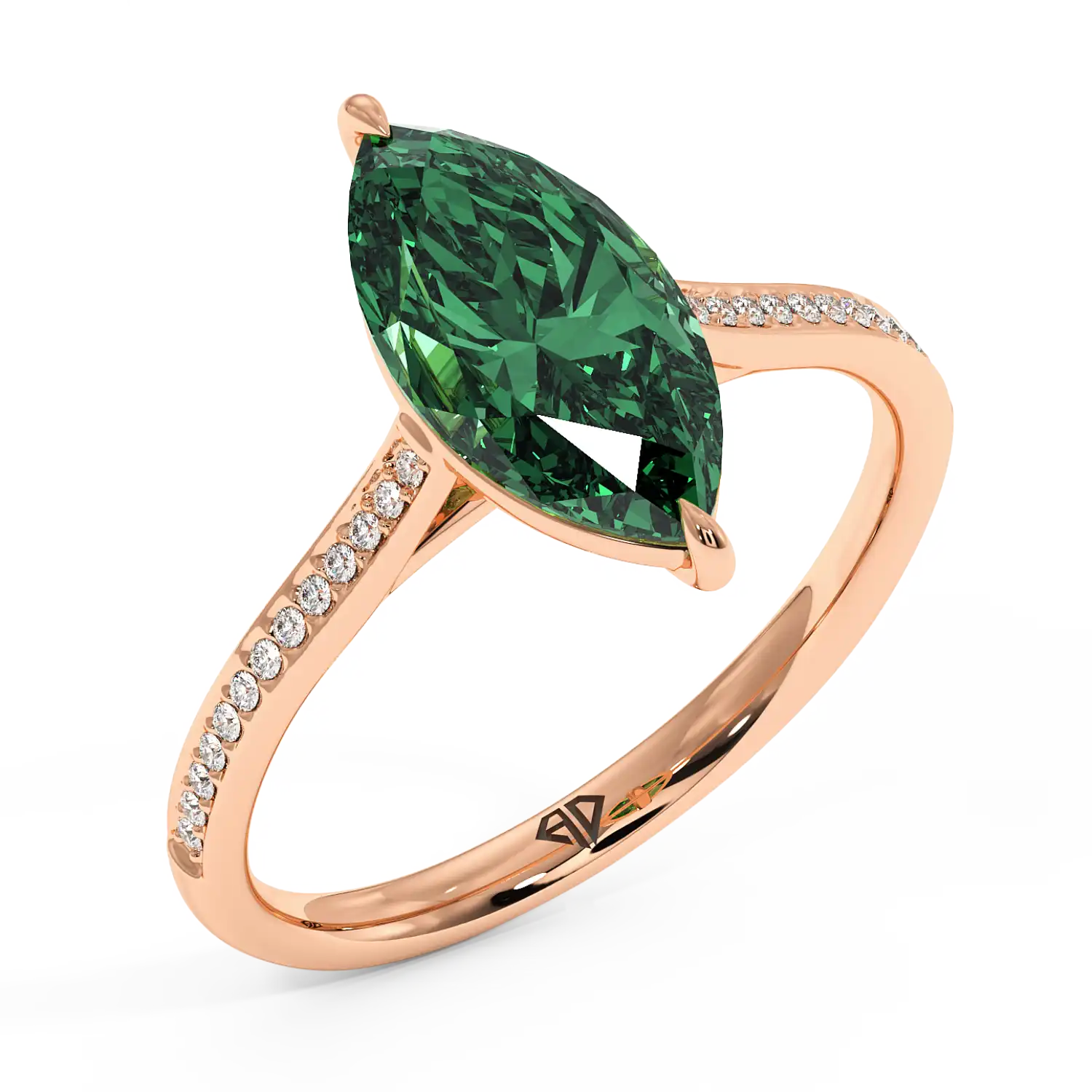 18K Rose Gold Poppy Pave Engagement Ring