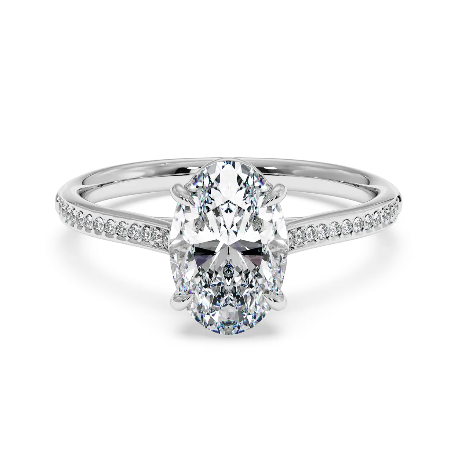 18K White Gold Poppy Pave Engagement Ring