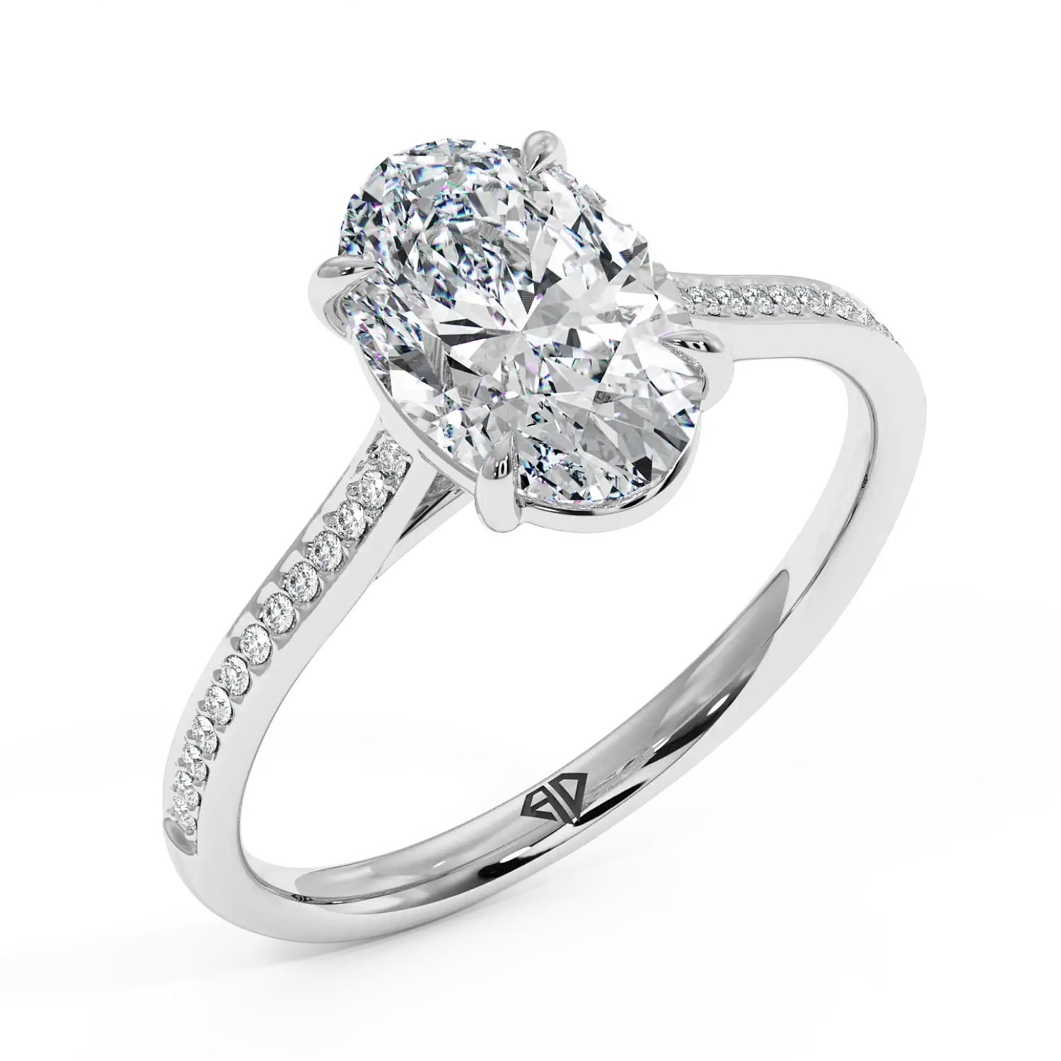 18K White Gold Poppy Pave Engagement Ring