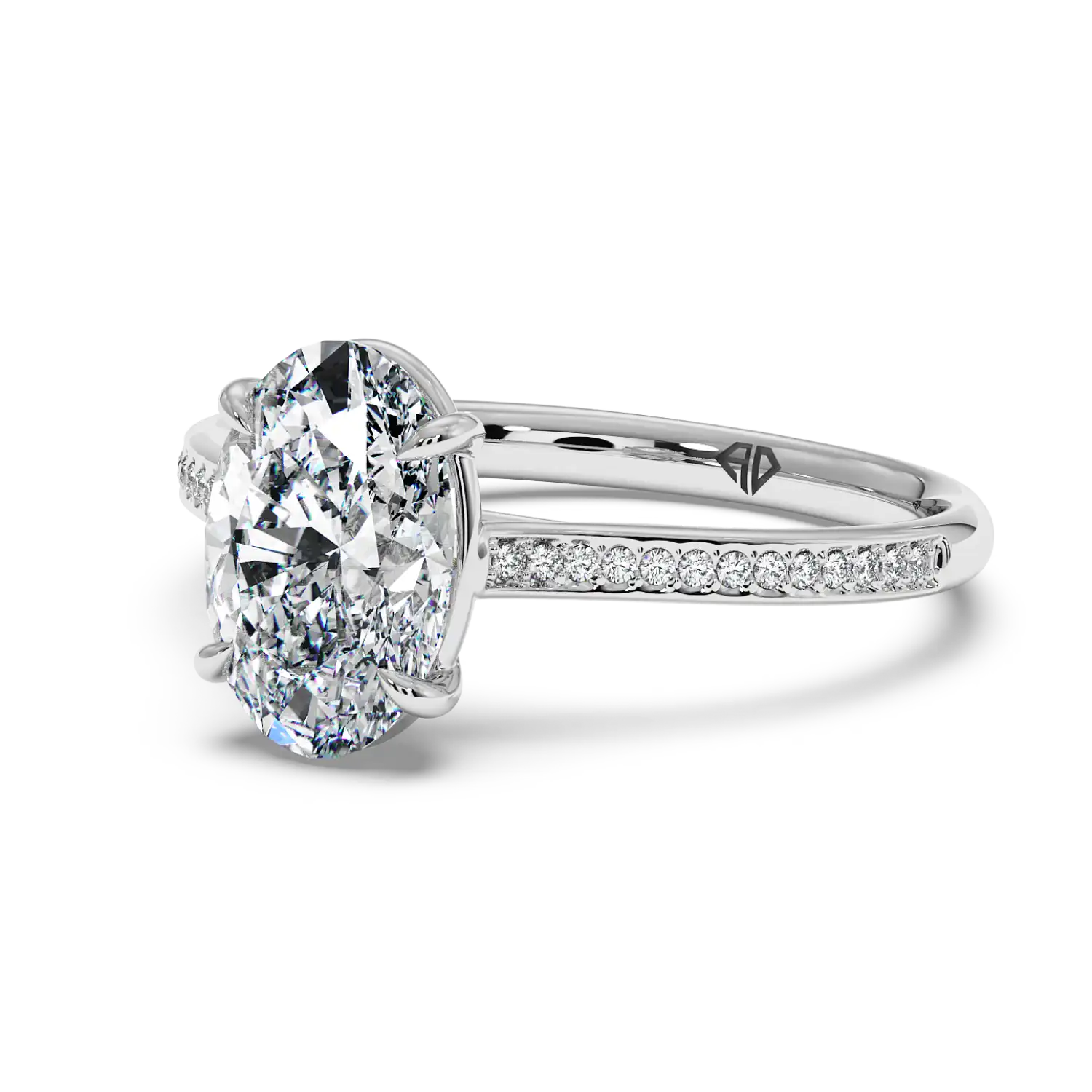 18K White Gold Poppy Pave Engagement Ring