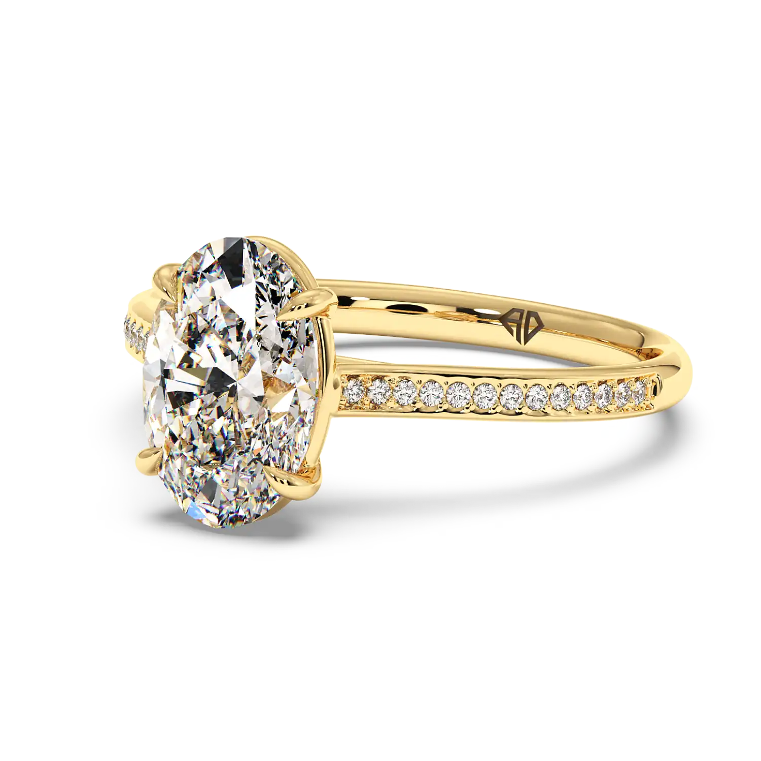 18K Yellow Gold Poppy Pave Engagement Ring