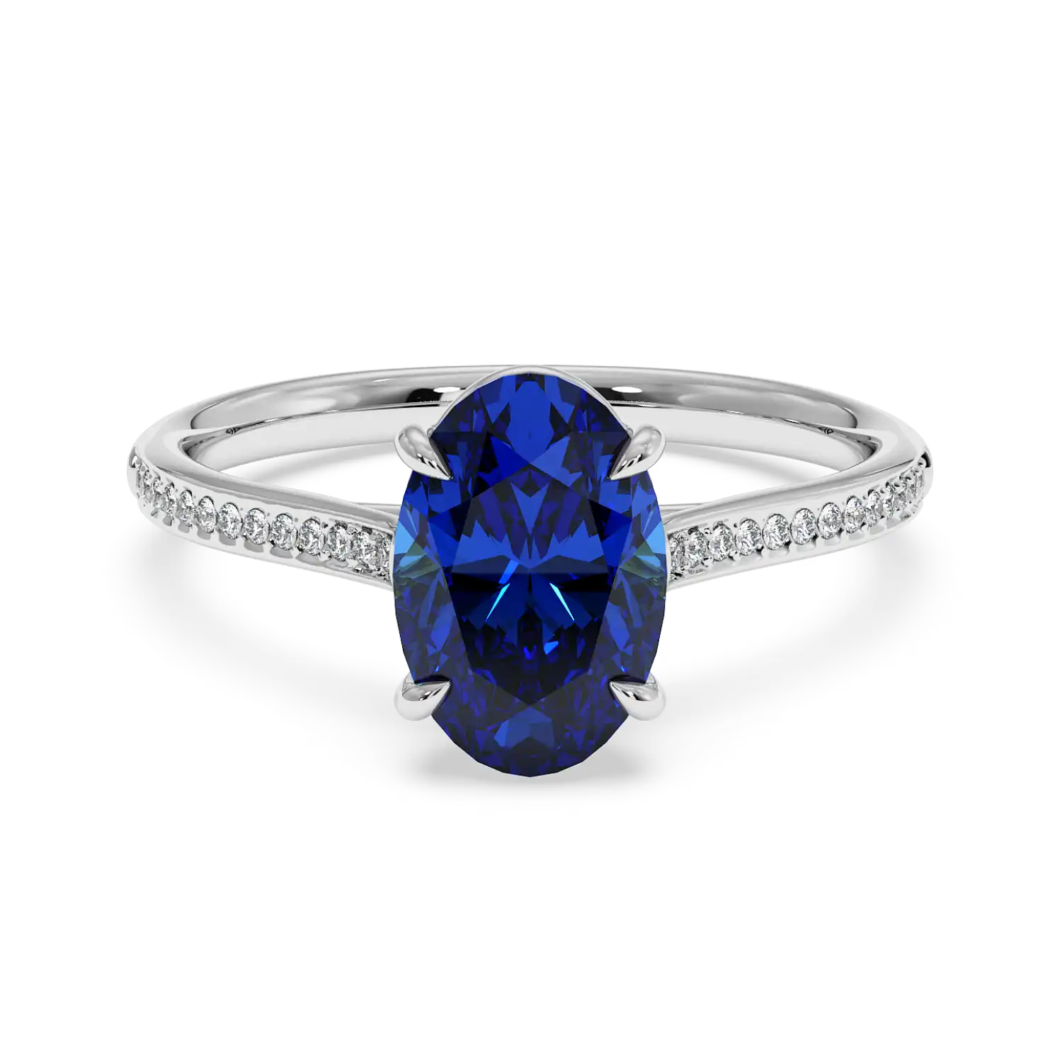 18K White Gold Poppy Pave Engagement Ring