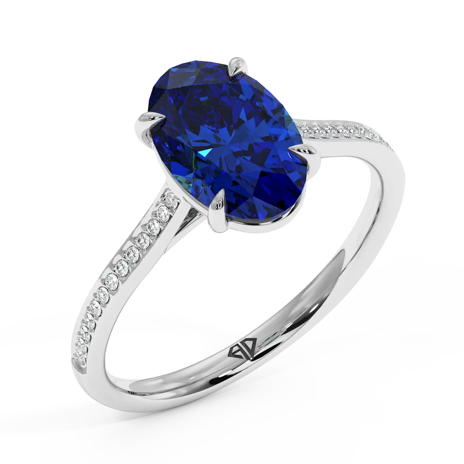 18K White Gold Poppy Pave Engagement Ring