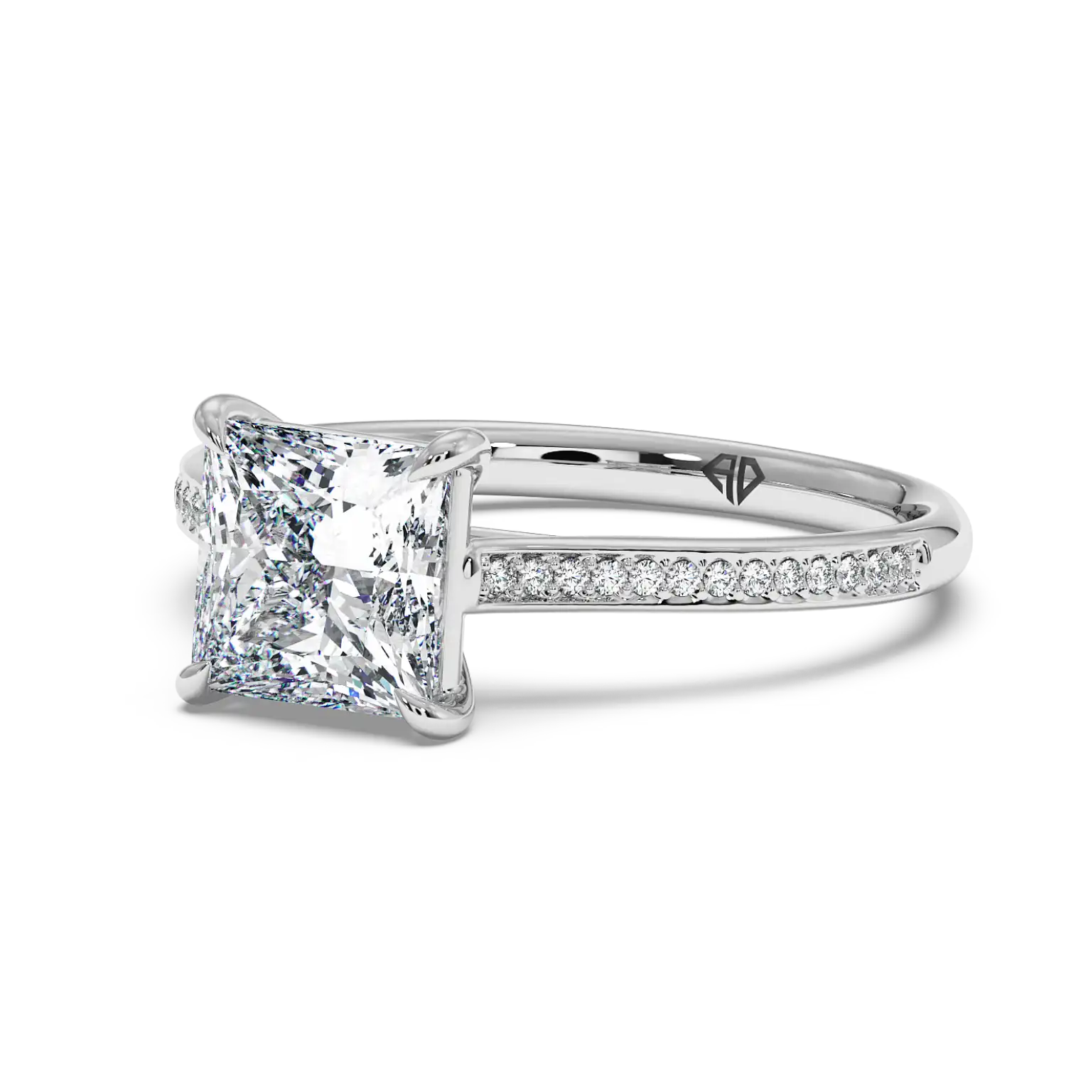 18K White Gold Poppy Pave Engagement Ring