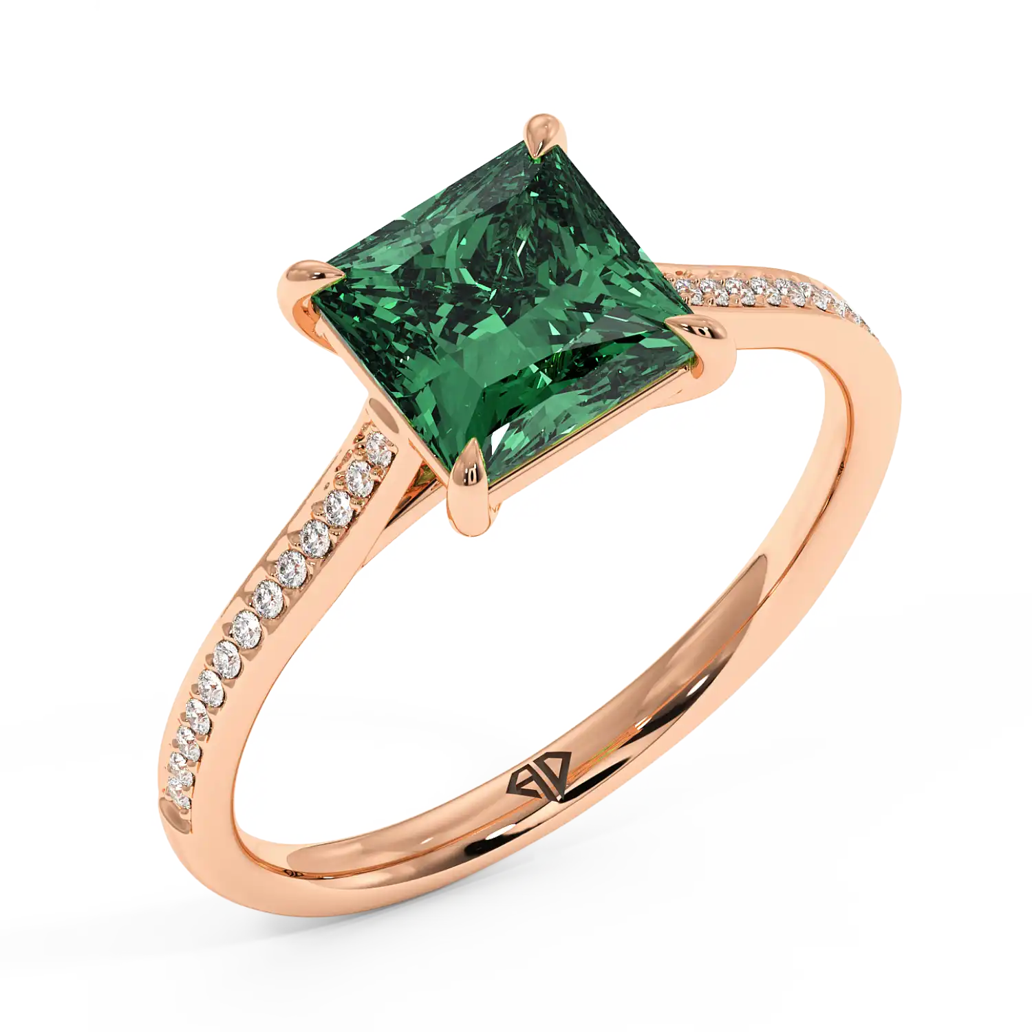 18K Rose Gold Poppy Pave Engagement Ring