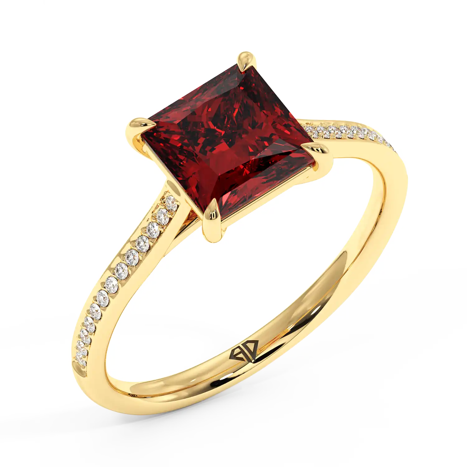 18K Yellow Gold Poppy Pave Engagement Ring