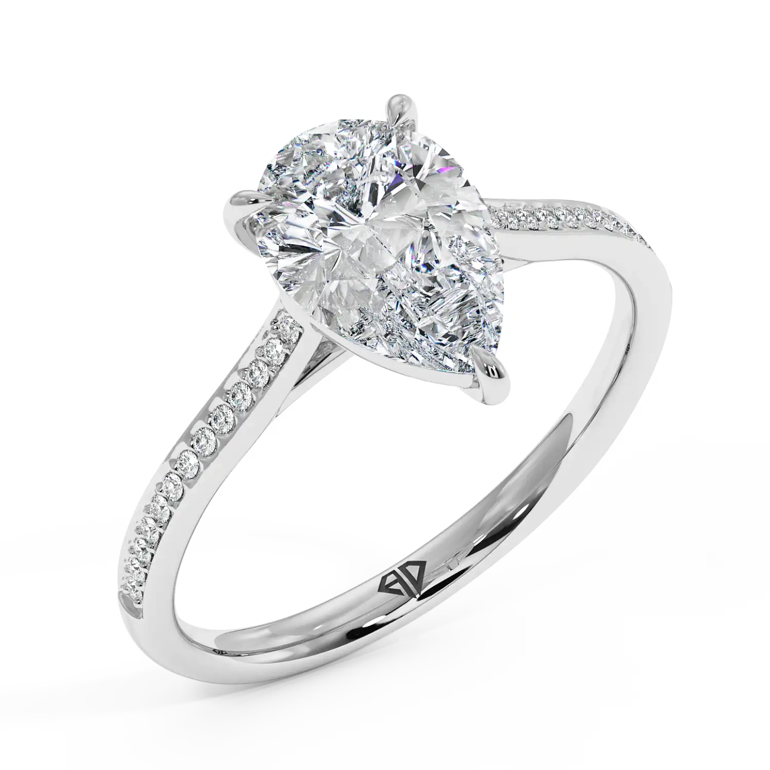 18K White Gold Poppy Pave Engagement Ring