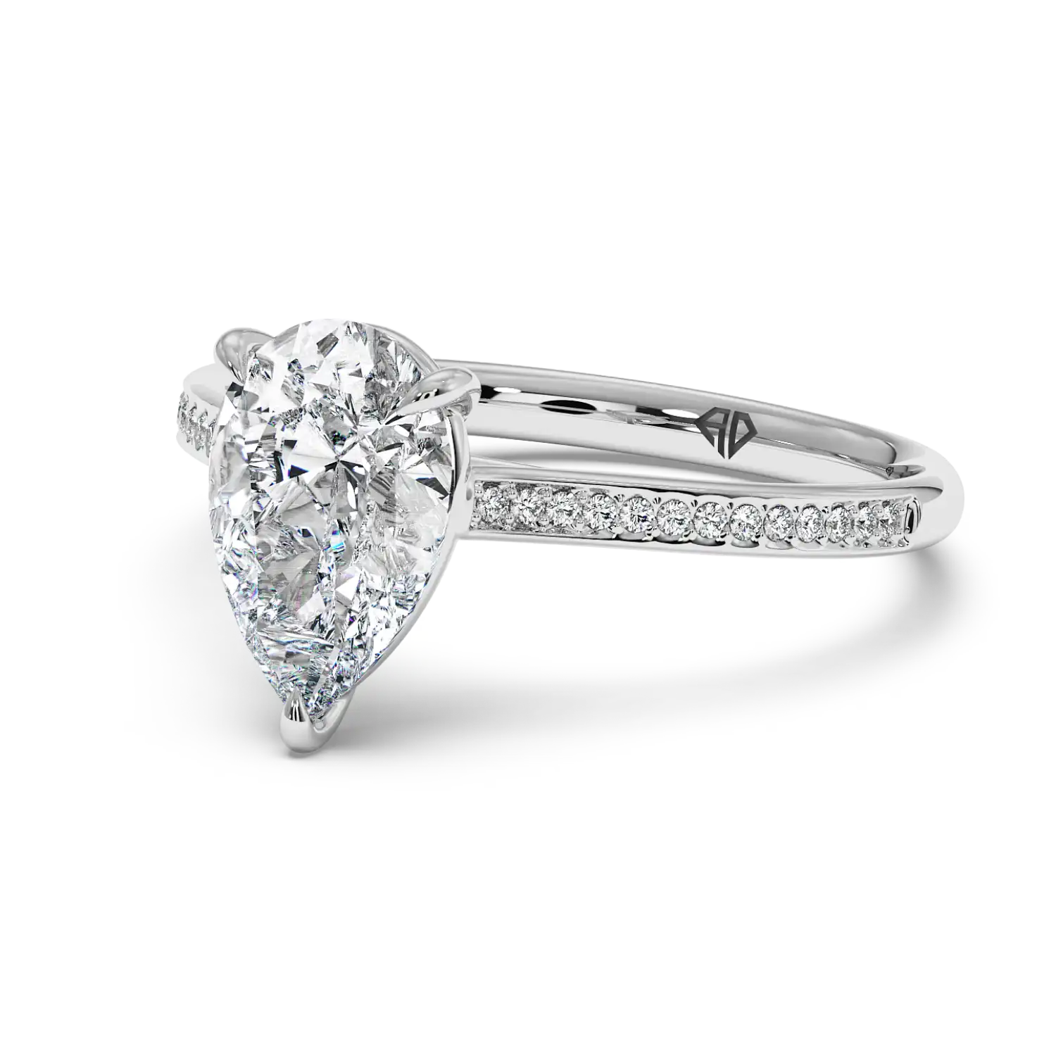 18K White Gold Poppy Pave Engagement Ring