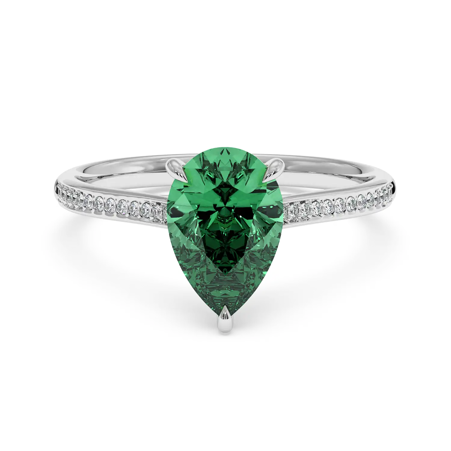 18K White Gold Poppy Pave Engagement Ring