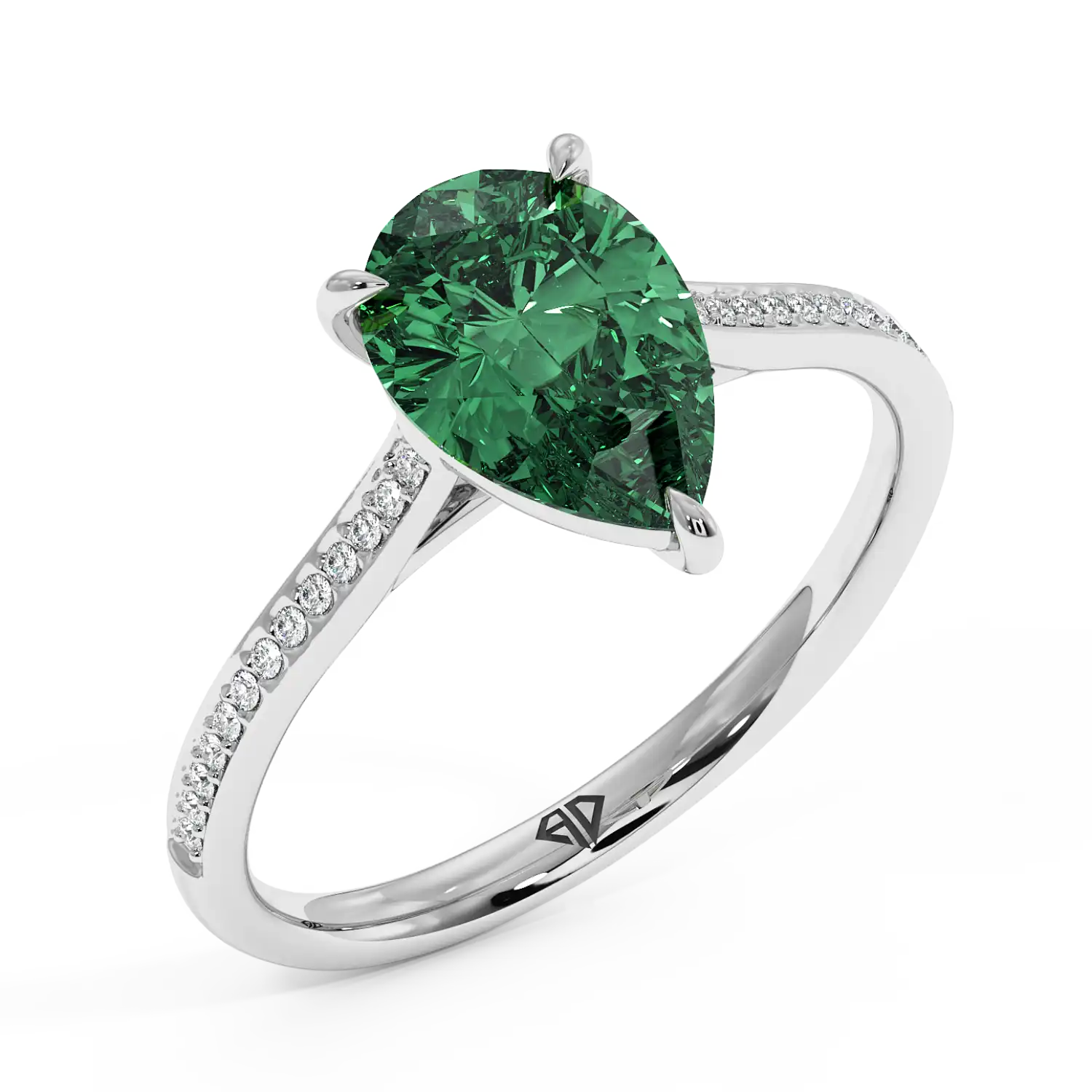 18K White Gold Poppy Pave Engagement Ring