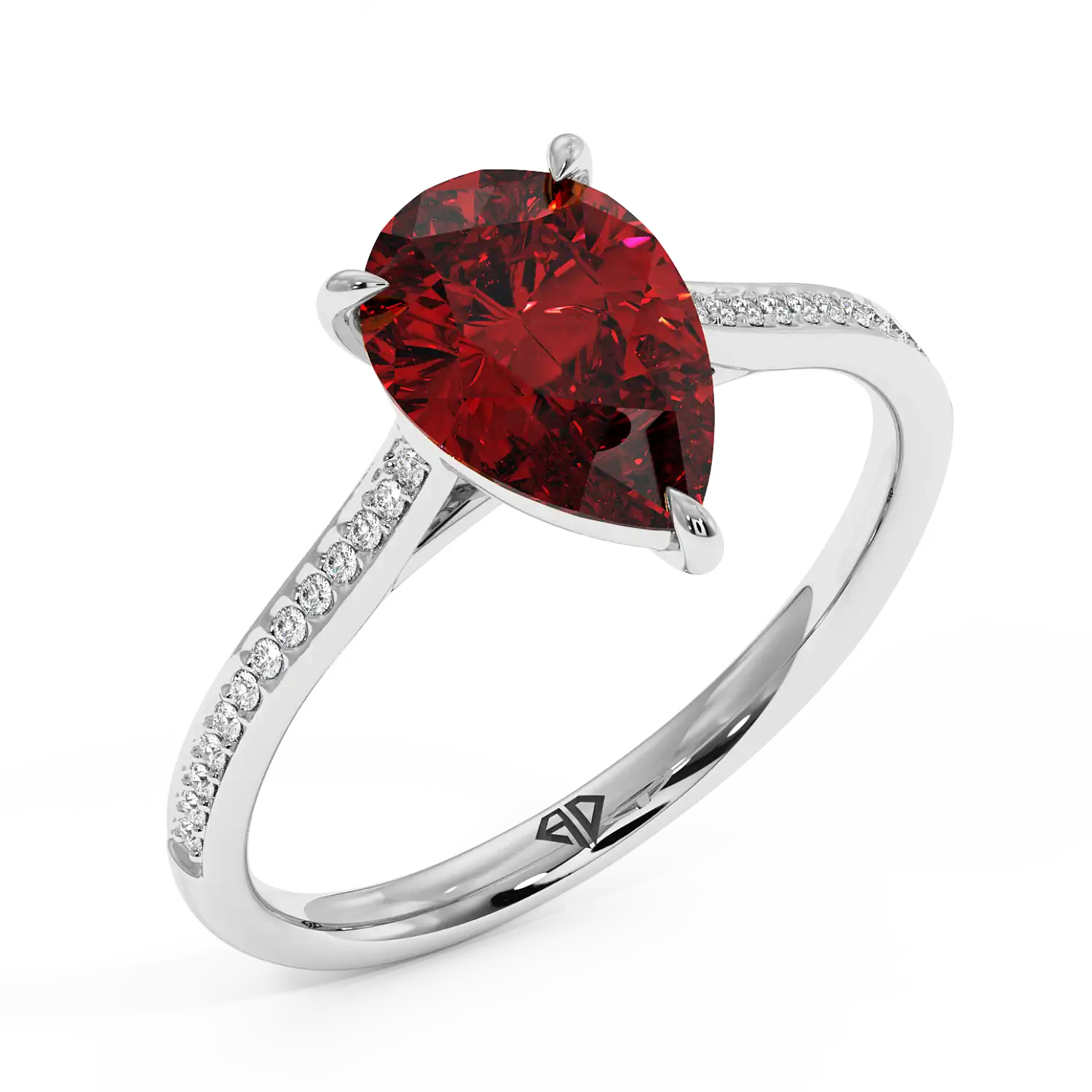 18K White Gold Poppy Pave Engagement Ring
