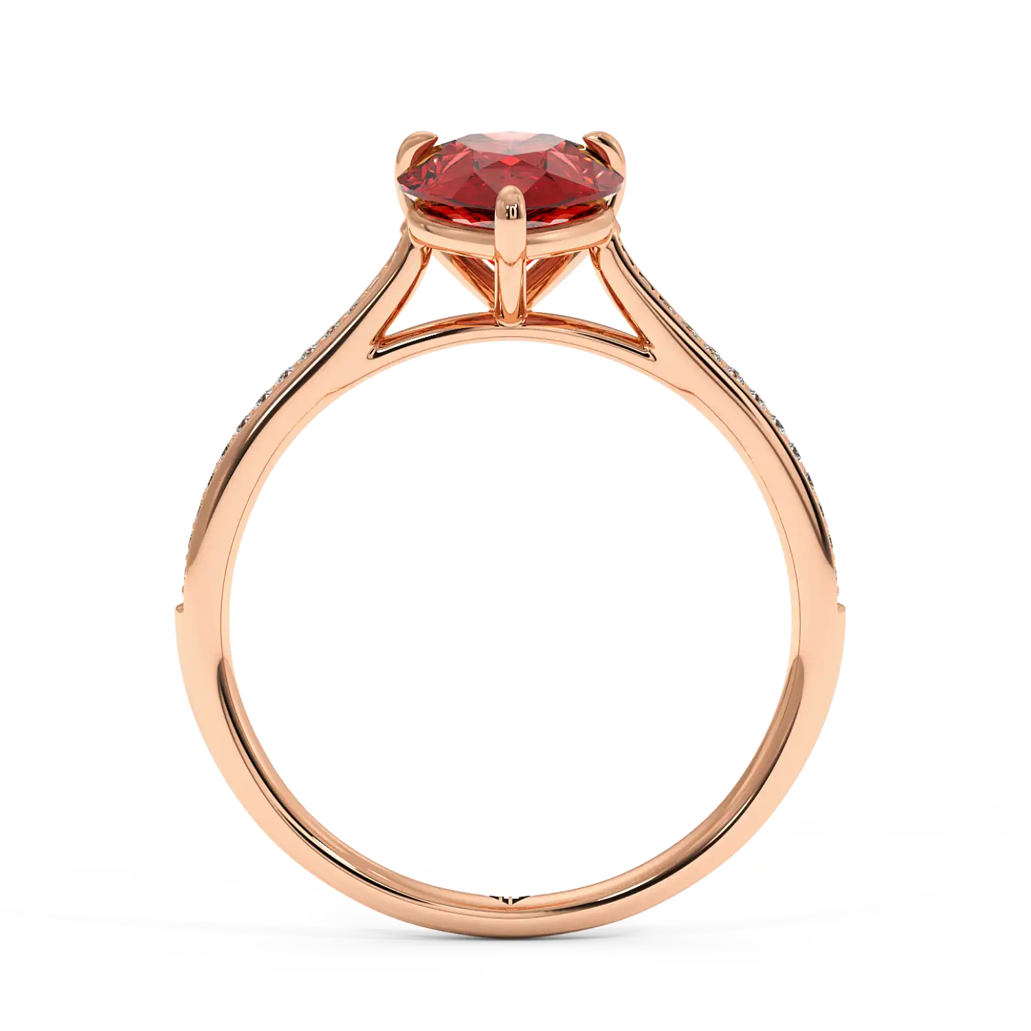 18K Rose Gold Poppy Pave Diamond Solitaire Engagement Ring