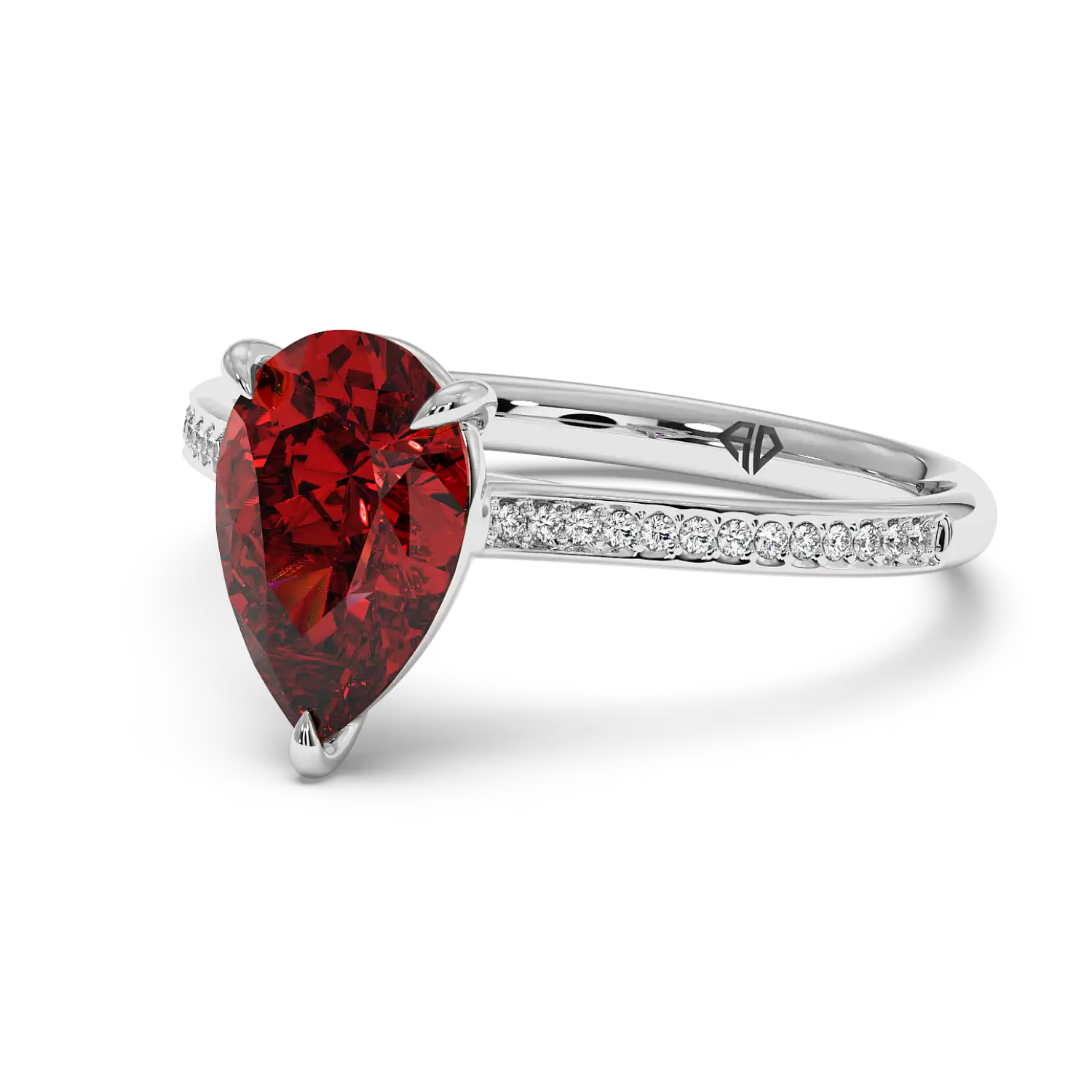 18K White Gold Poppy Pave Engagement Ring