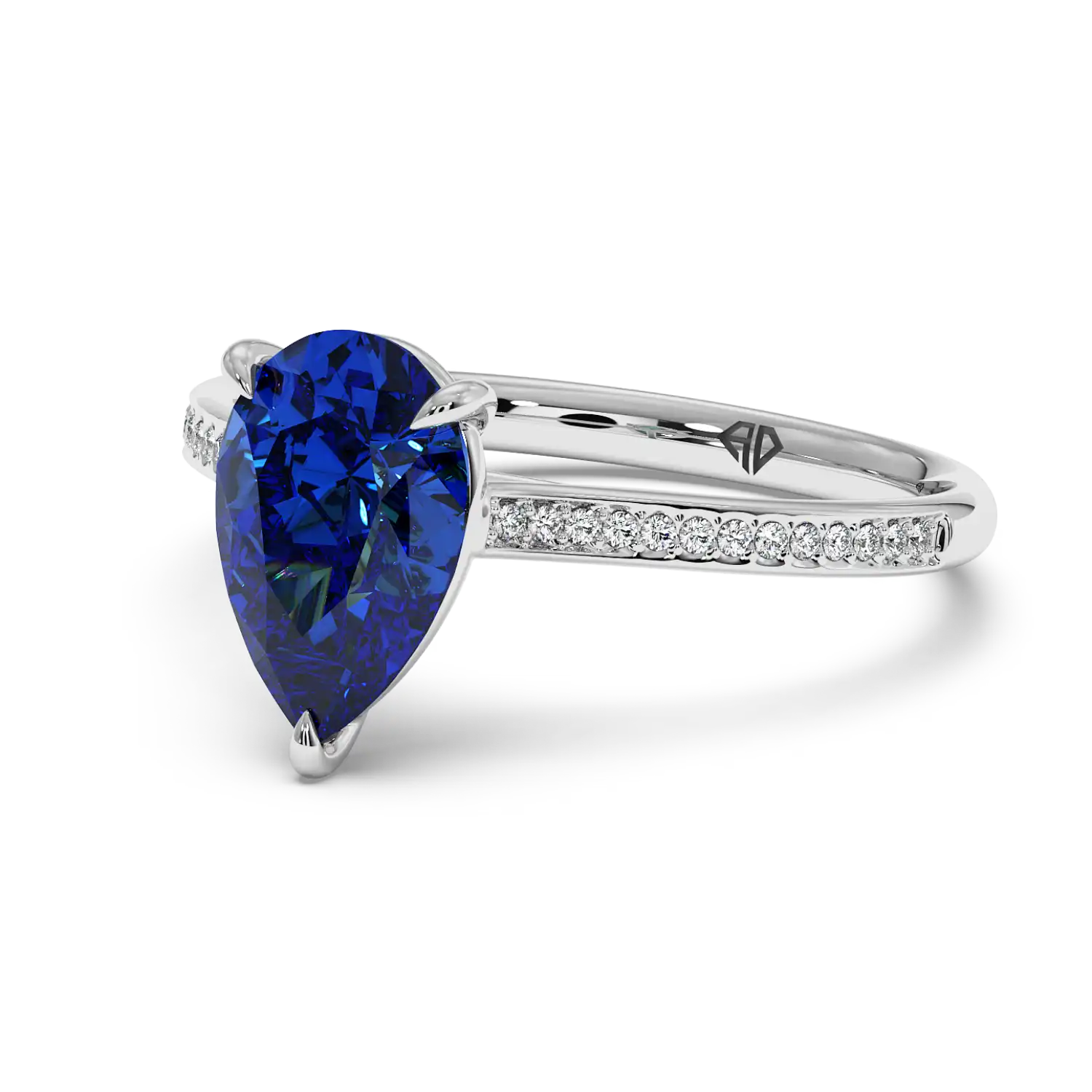 18K White Gold Poppy Pave Engagement Ring