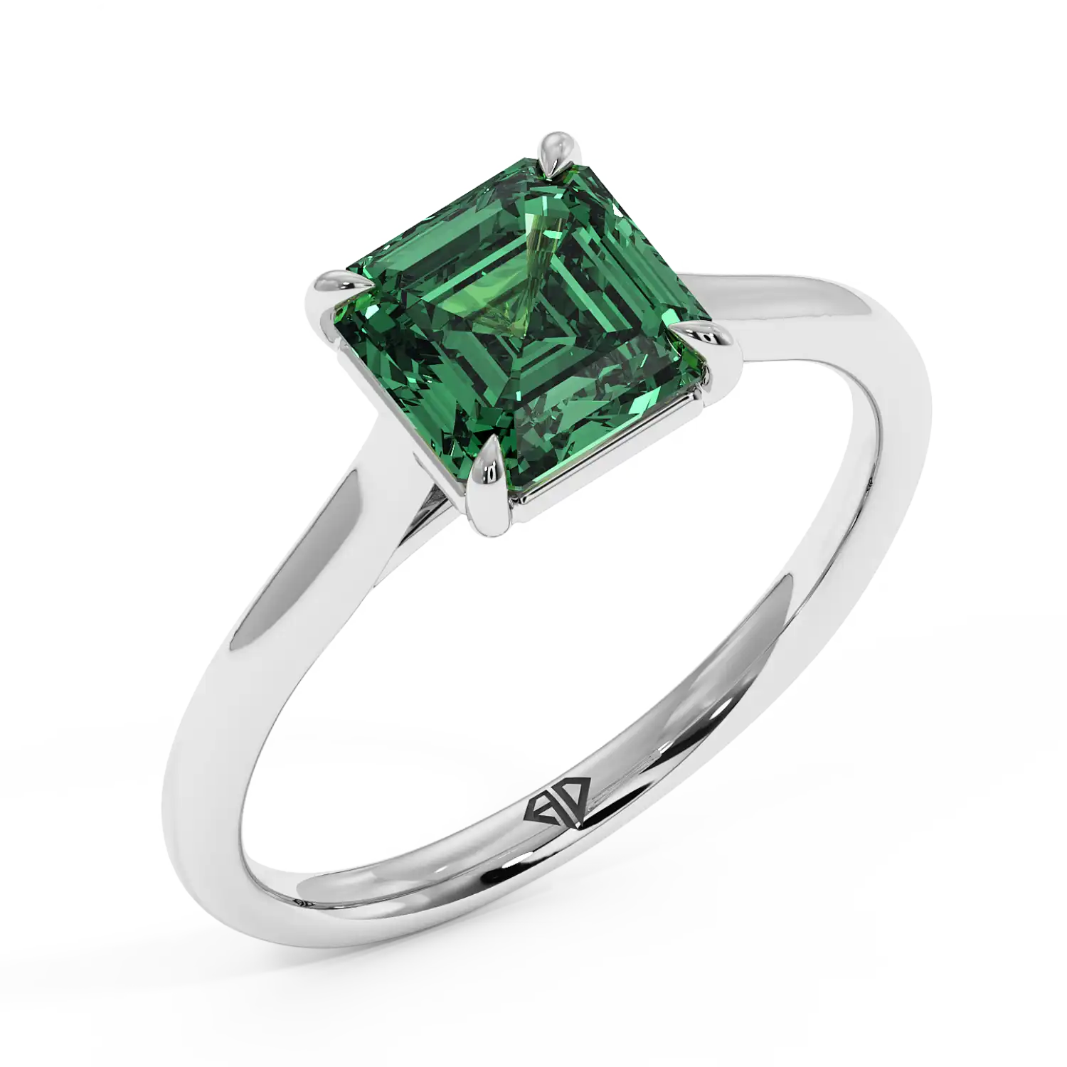 18K White Gold Poppy Plain Shank Engagement Ring