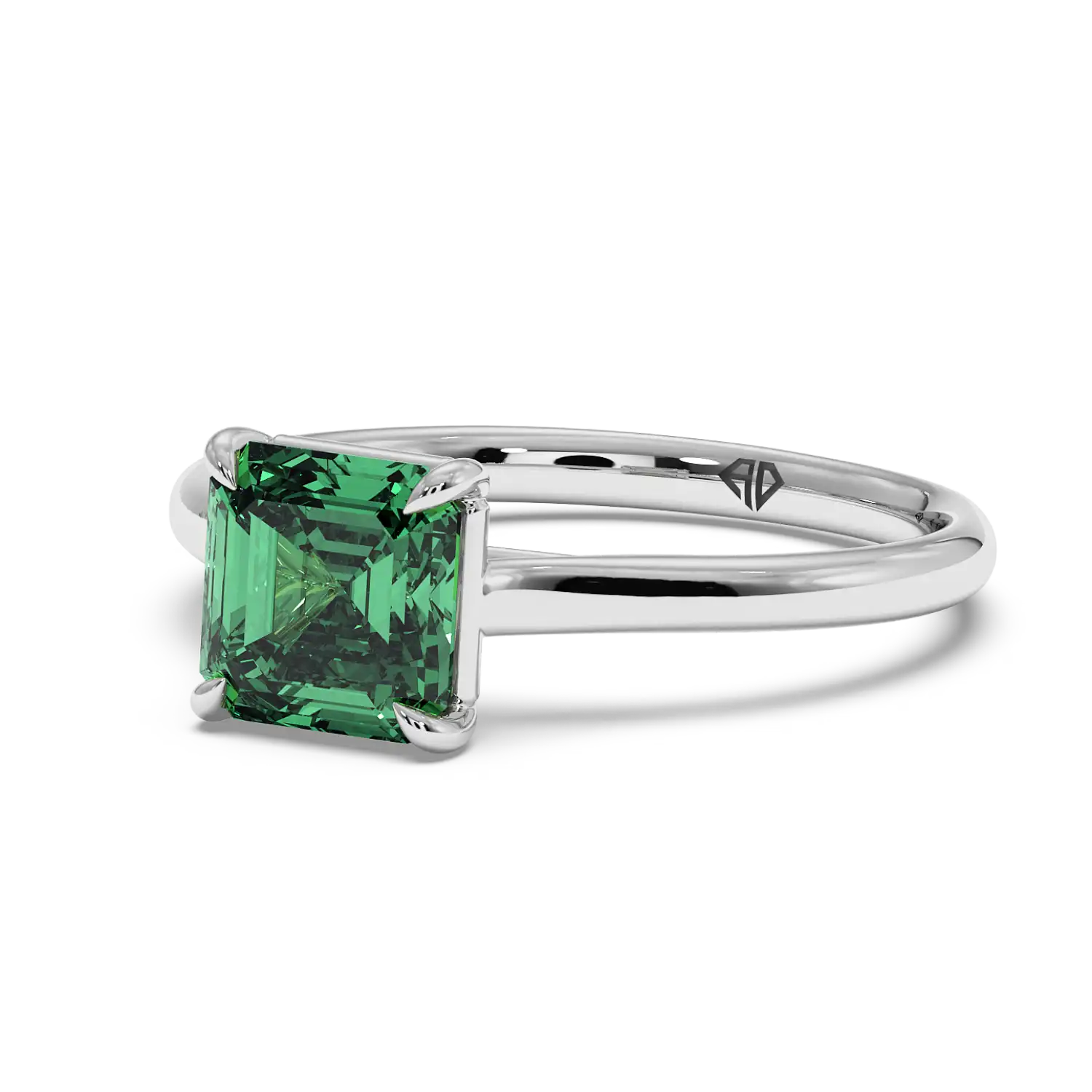 18K White Gold Poppy Plain Shank Engagement Ring