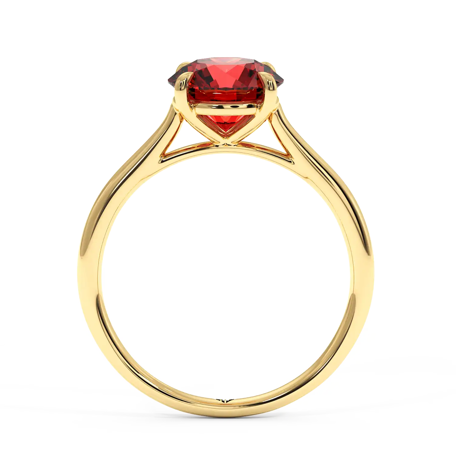 18K Yellow Gold Poppy Plain Shank Engagement Ring