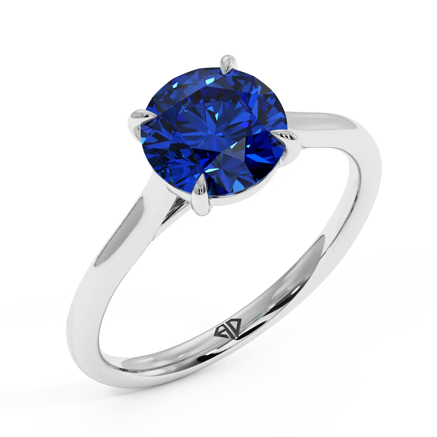 18K White Gold Poppy Plain Shank Engagement Ring
