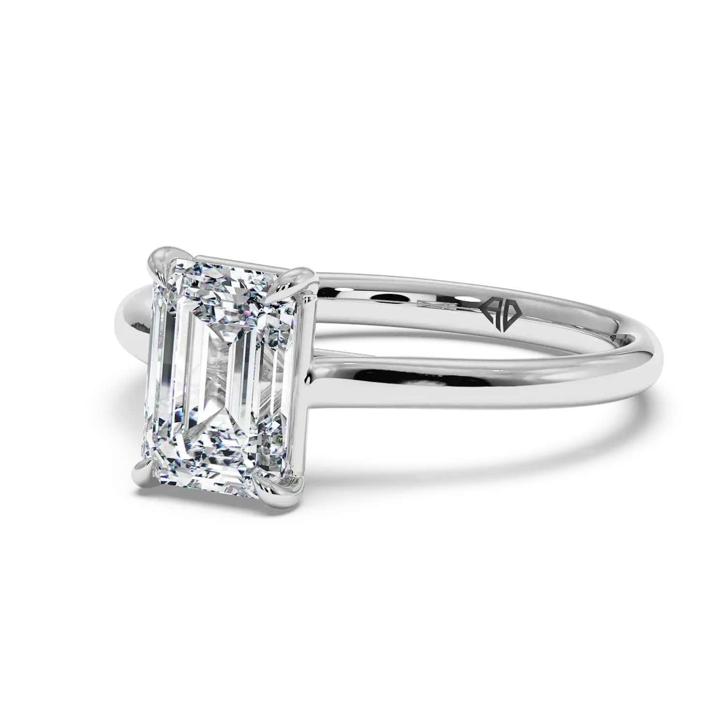 18K White Gold Poppy Plain Shank Engagement Ring