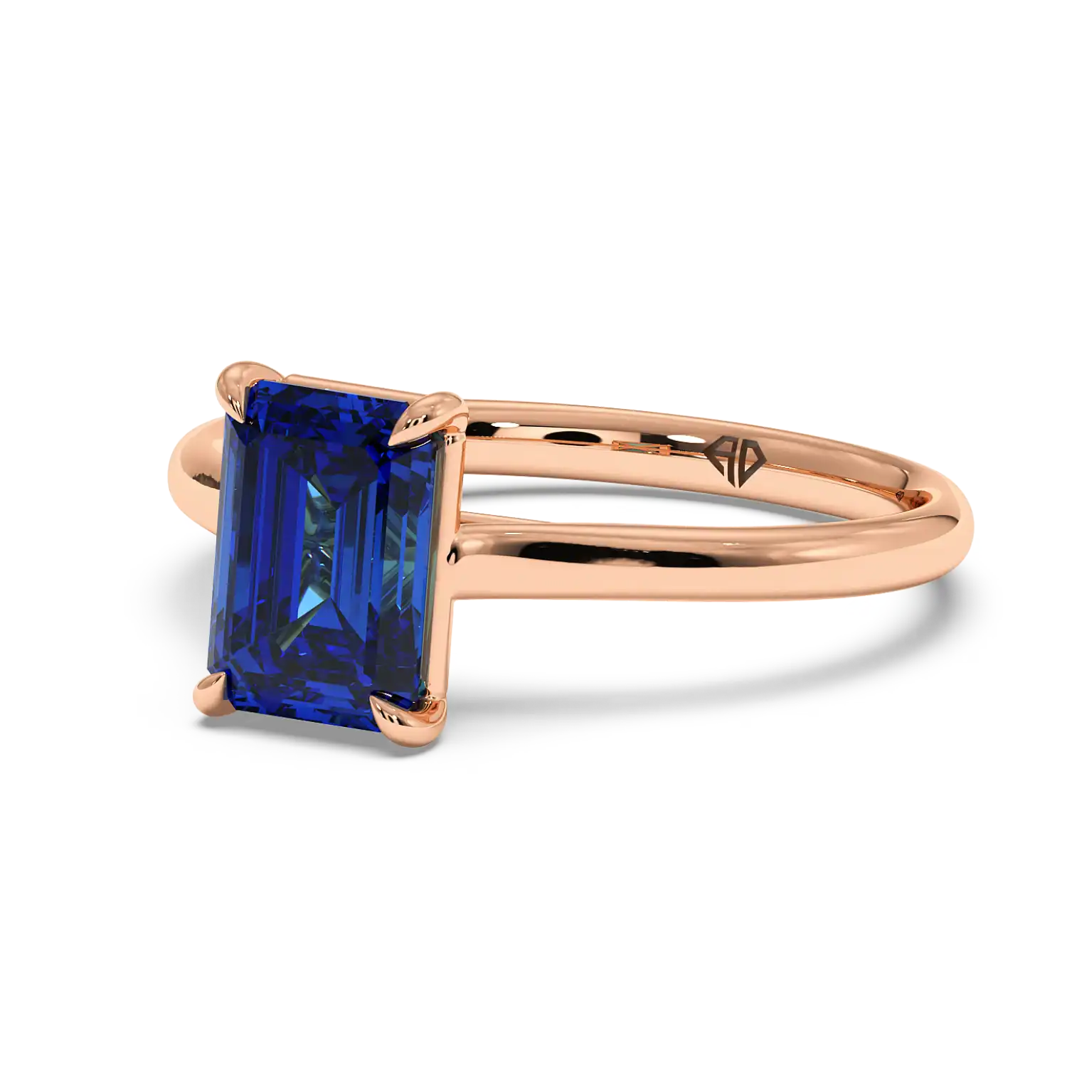 18K Rose Gold Poppy Plain Shank Diamond Solitaire Engagement Ring