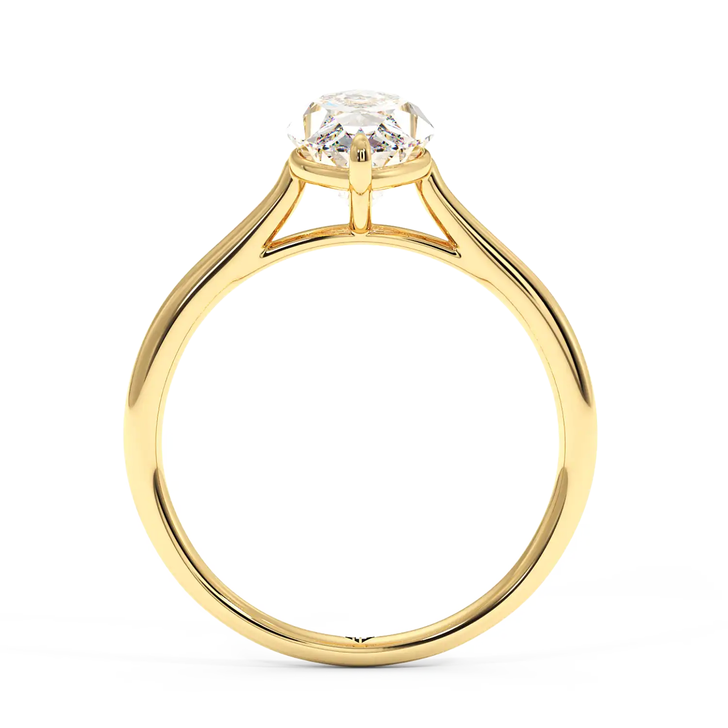 18K Yellow Gold Poppy Plain Shank Engagement Ring
