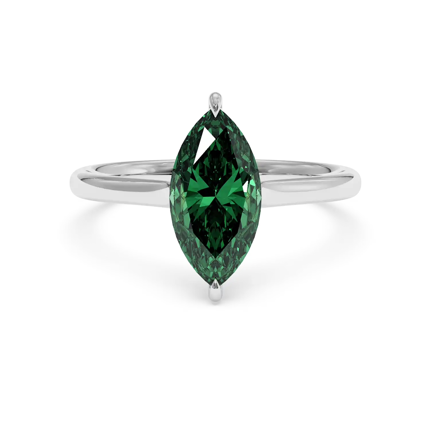 18K White Gold Poppy Plain Shank Engagement Ring