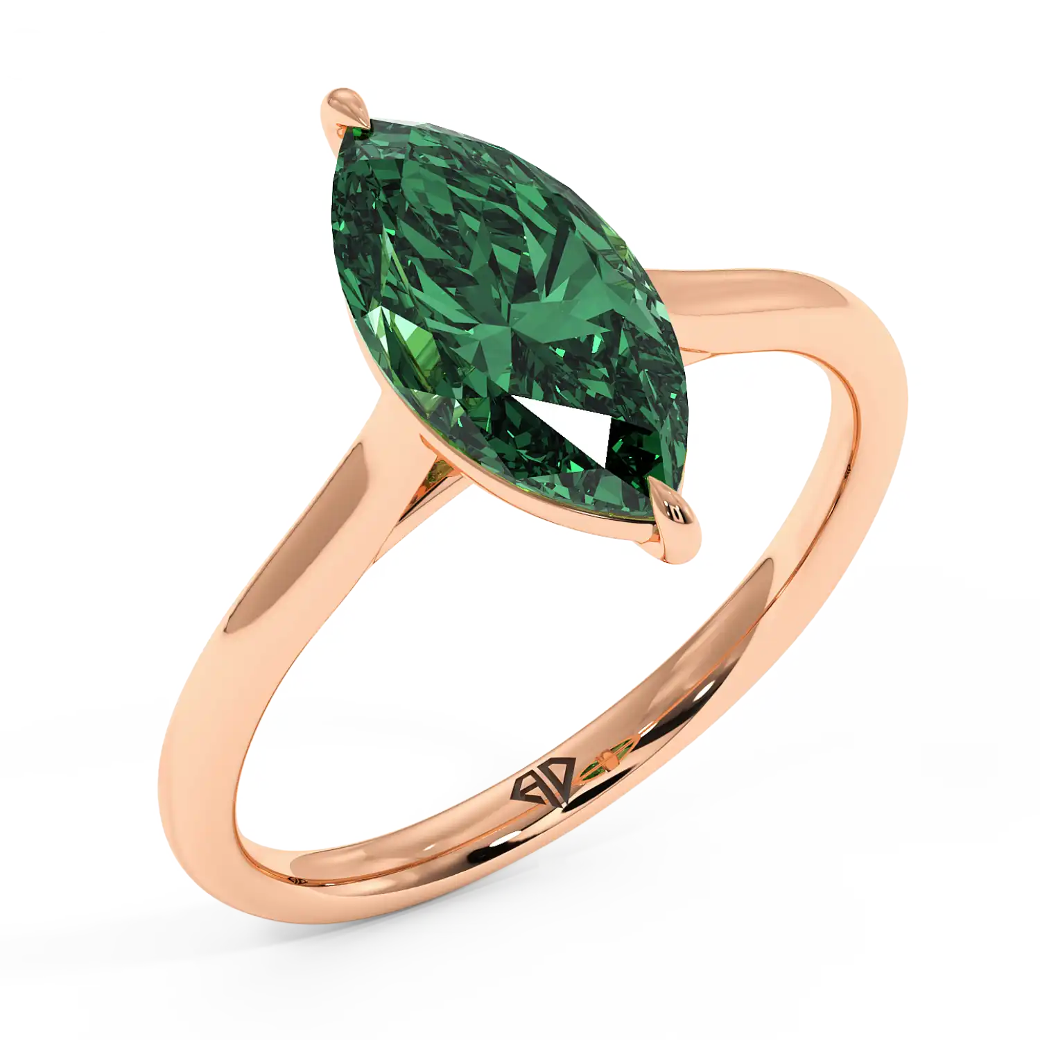 18K Rose Gold Poppy Plain Shank Engagement Ring