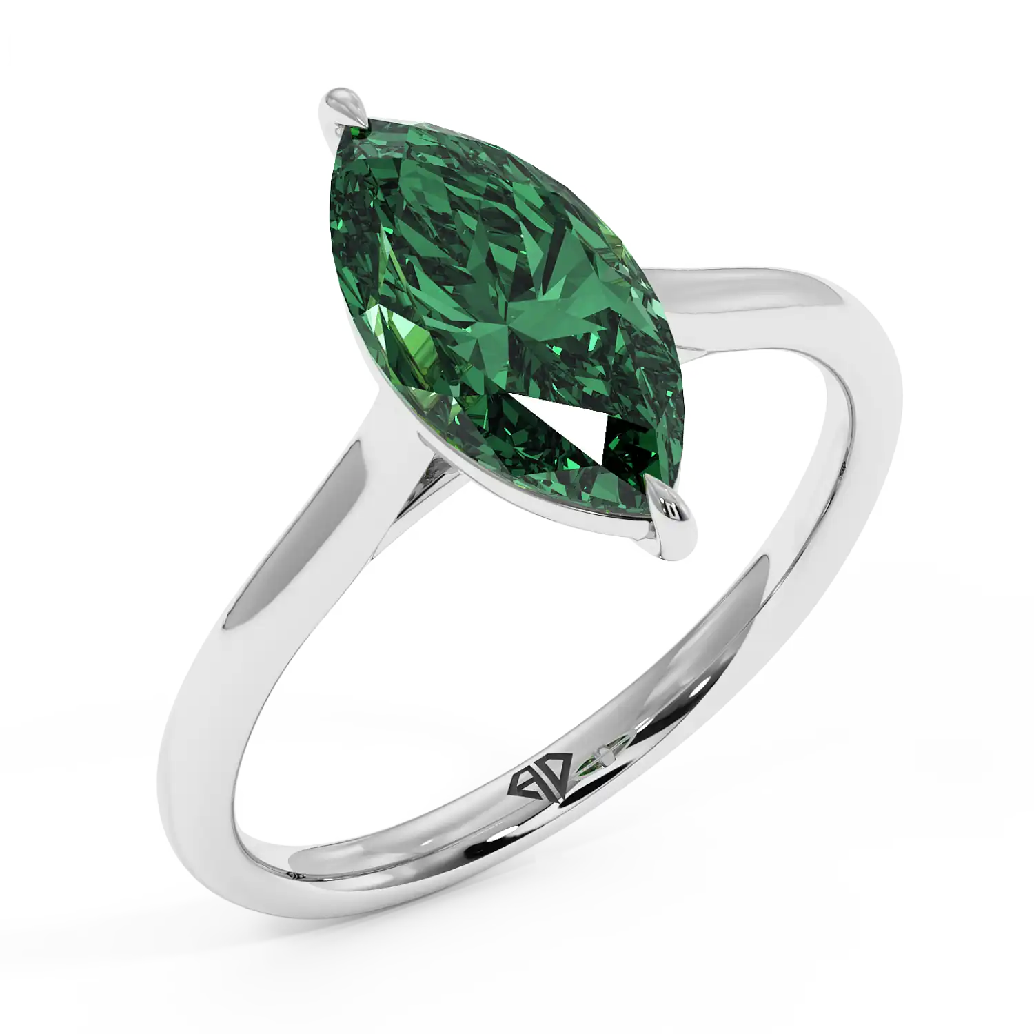 18K White Gold Poppy Plain Shank Engagement Ring