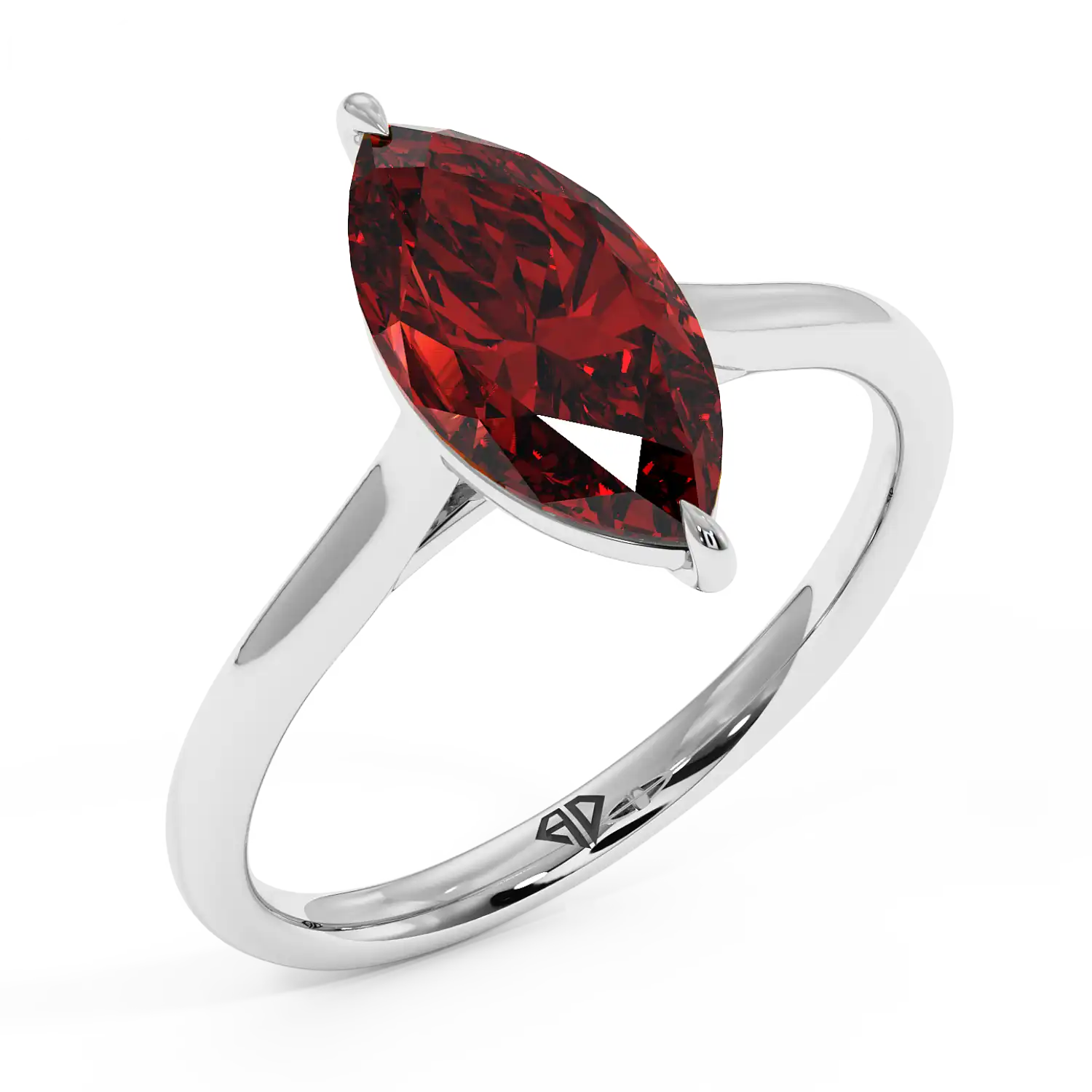 18K White Gold Poppy Plain Shank Engagement Ring