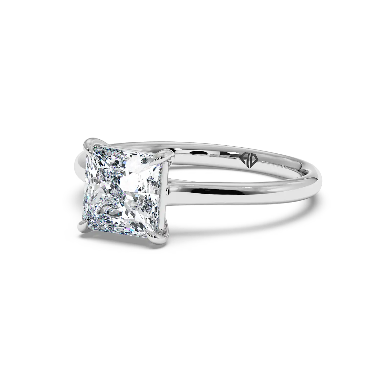 18K White Gold Poppy Plain Shank Engagement Ring