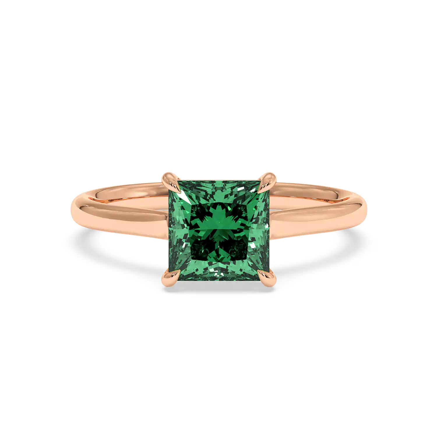 18K Rose Gold Poppy Plain Shank Diamond Solitaire Engagement Ring