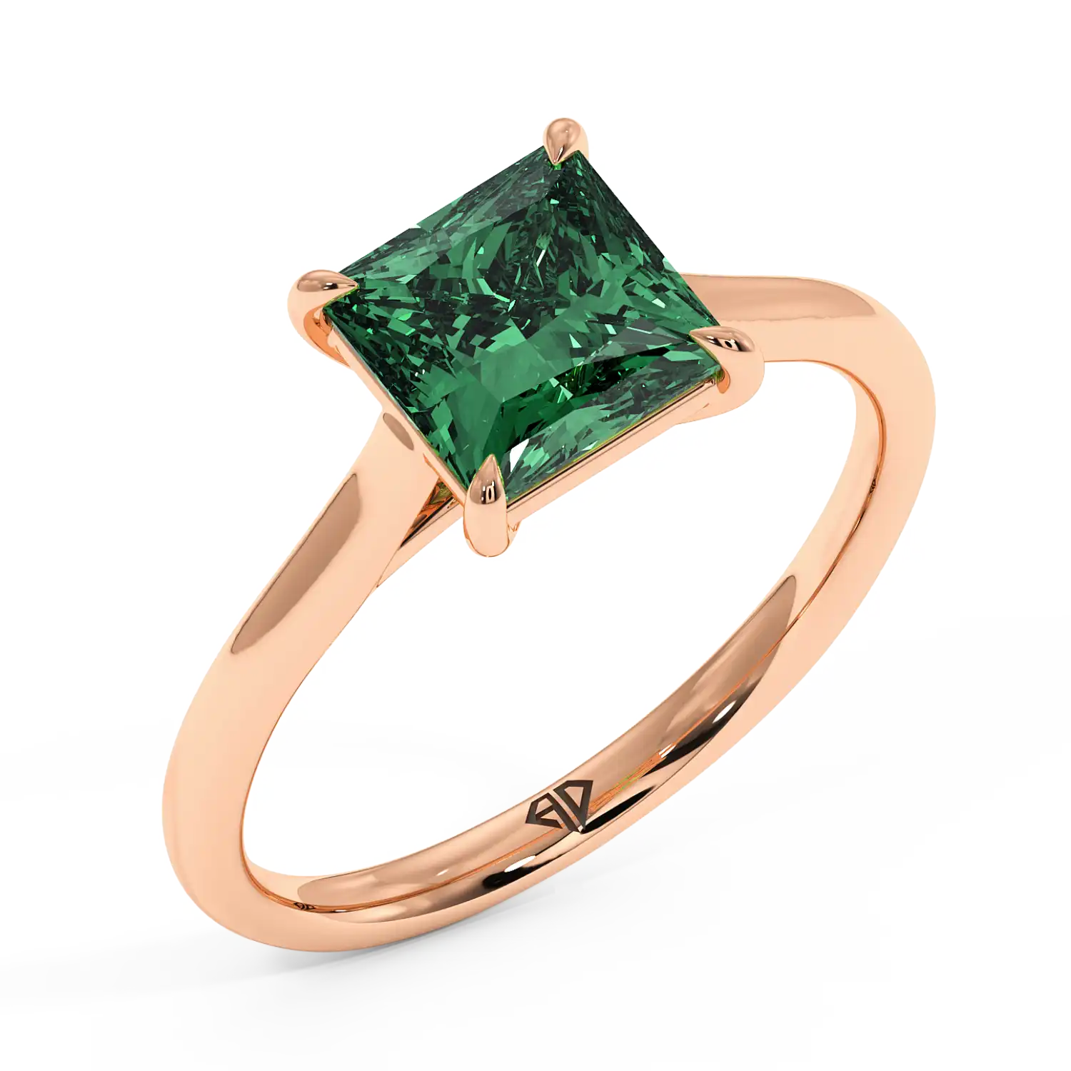 18K Rose Gold Poppy Plain Shank Diamond Solitaire Engagement Ring