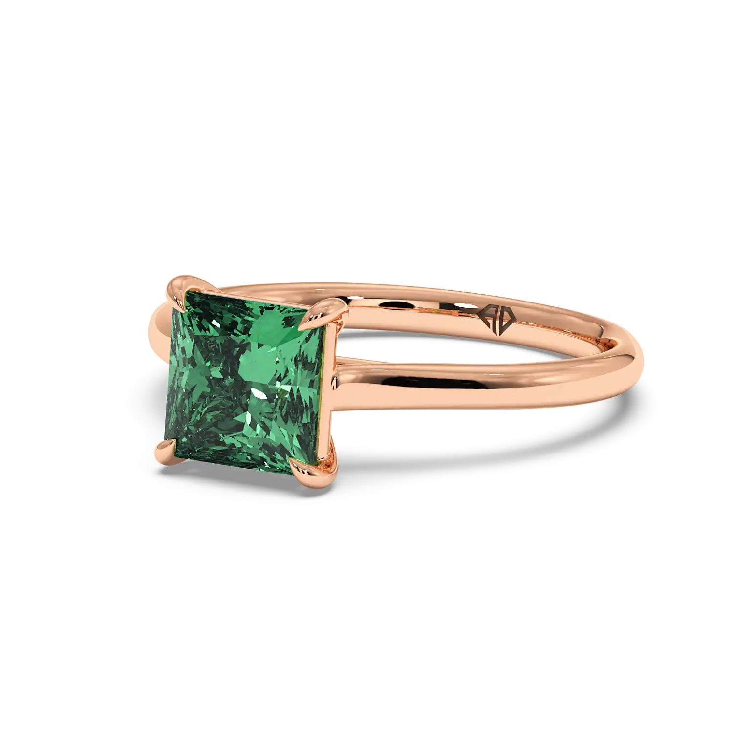 18K Rose Gold Poppy Plain Shank Diamond Solitaire Engagement Ring