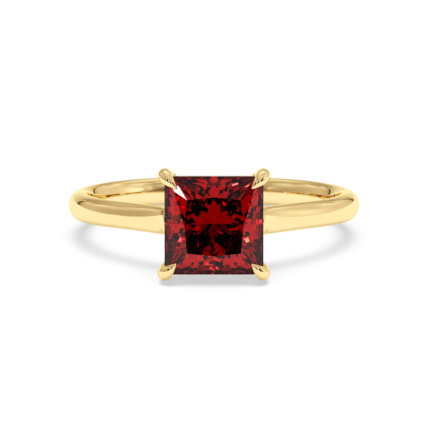 18K Yellow Gold Poppy Plain Shank Engagement Ring