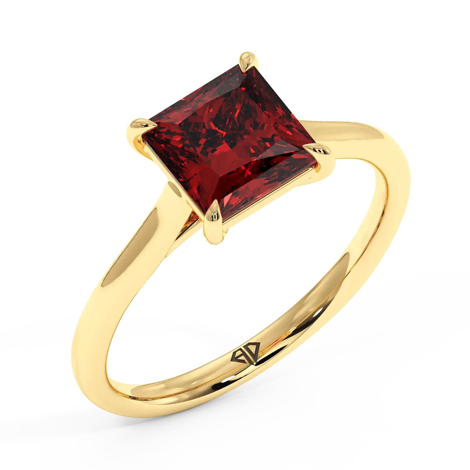 18K Yellow Gold Poppy Plain Shank Engagement Ring