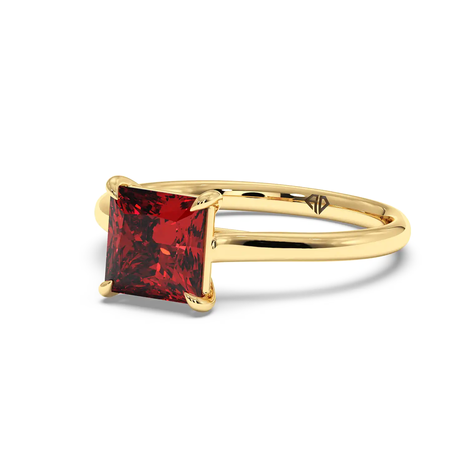 18K Yellow Gold Poppy Plain Shank Engagement Ring