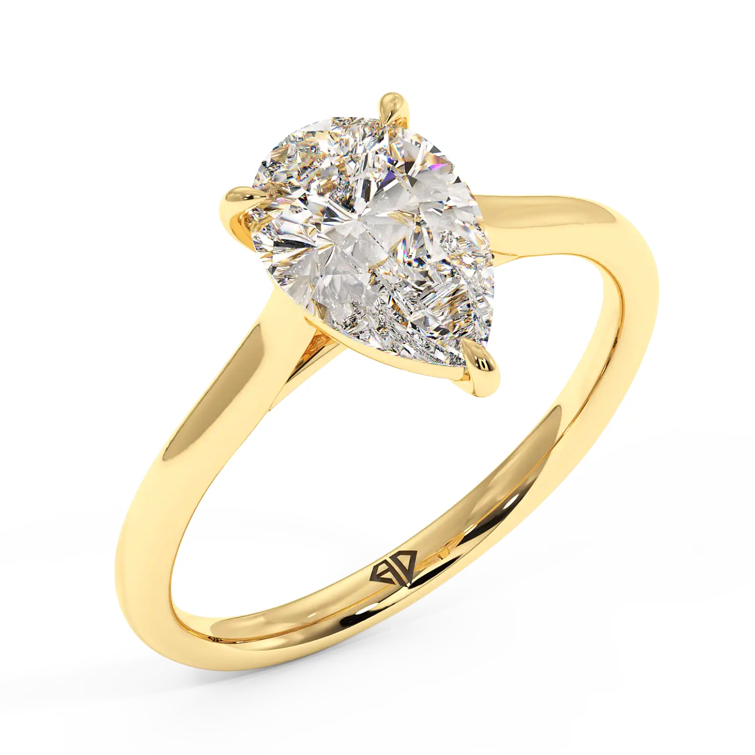 18K Yellow Gold Poppy Plain Shank Engagement Ring