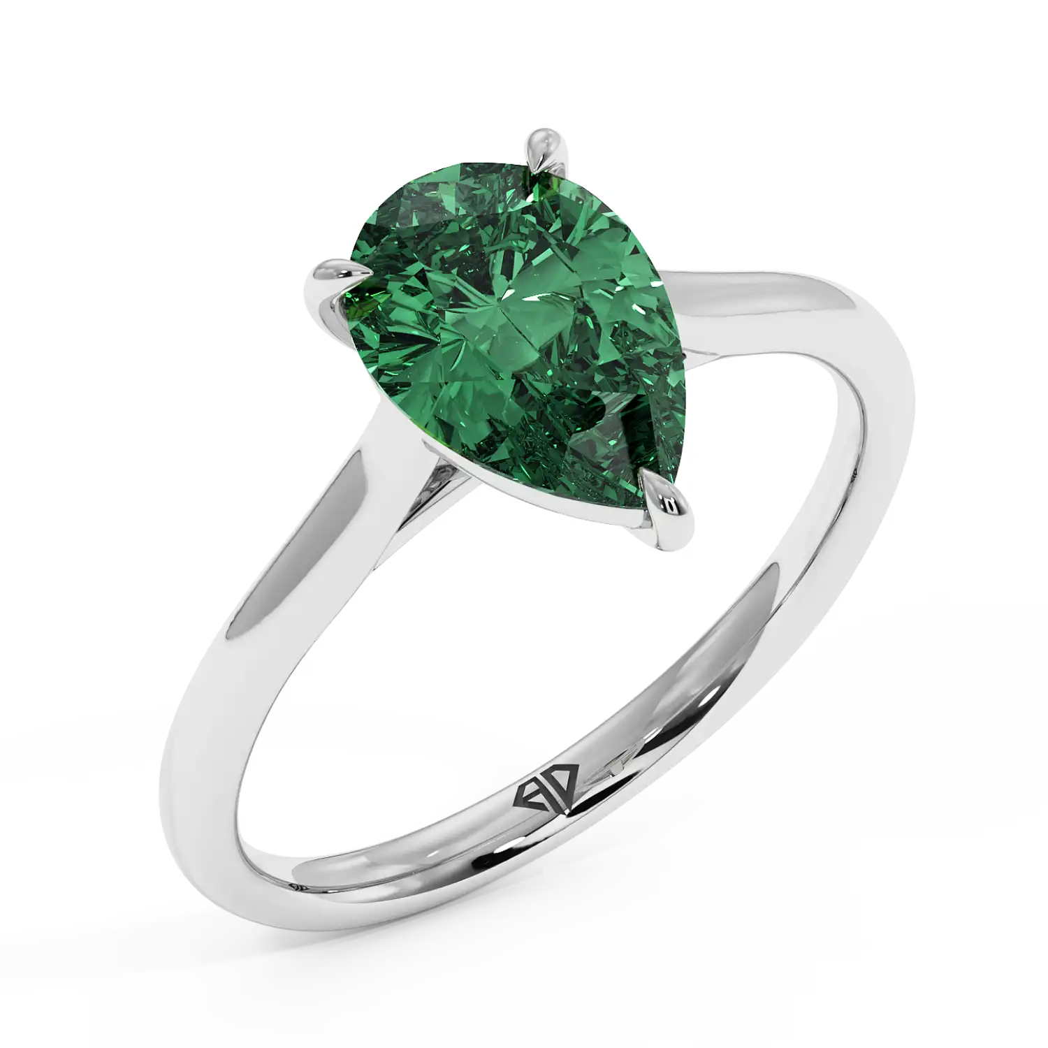 18K White Gold Poppy Plain Shank Engagement Ring