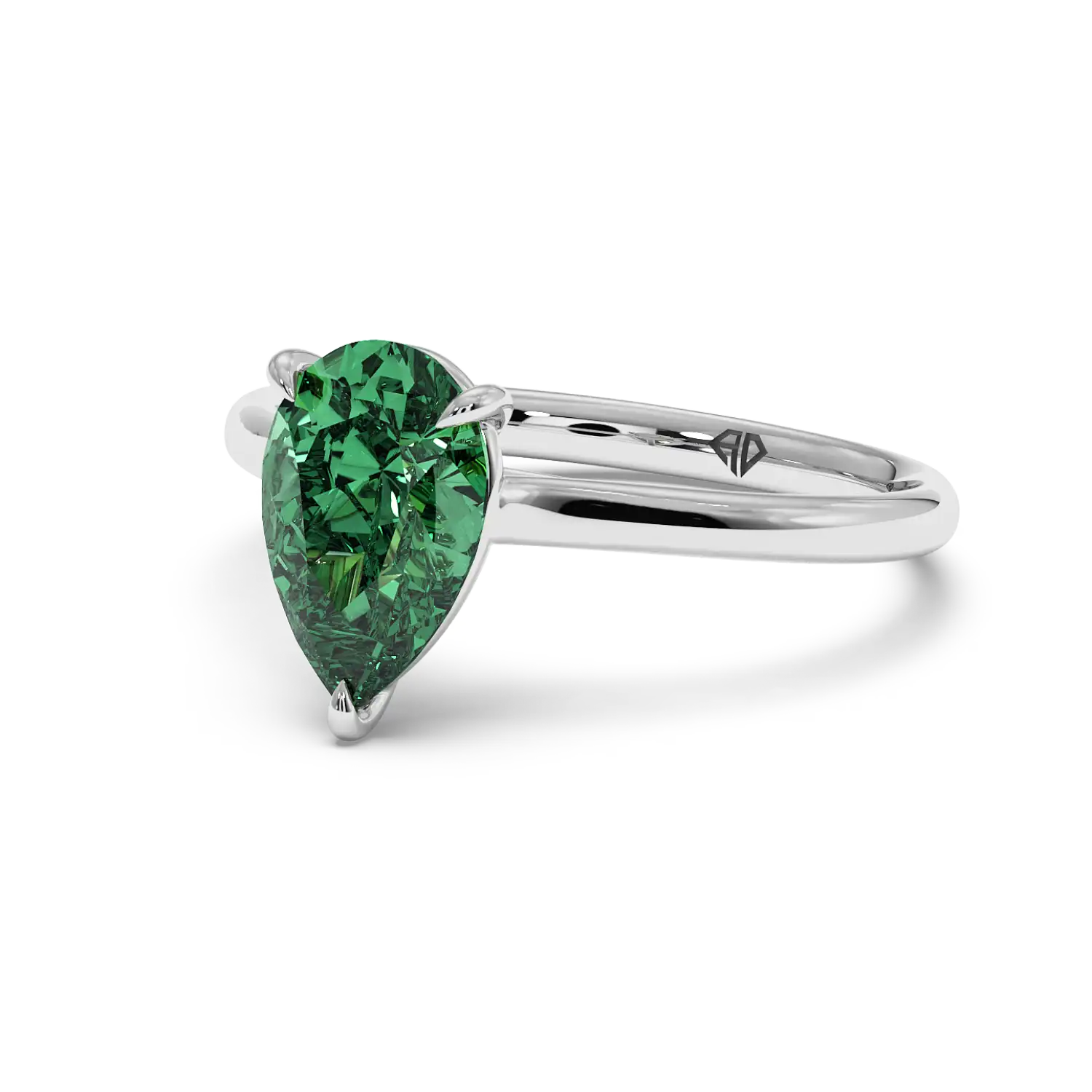 18K White Gold Poppy Plain Shank Engagement Ring