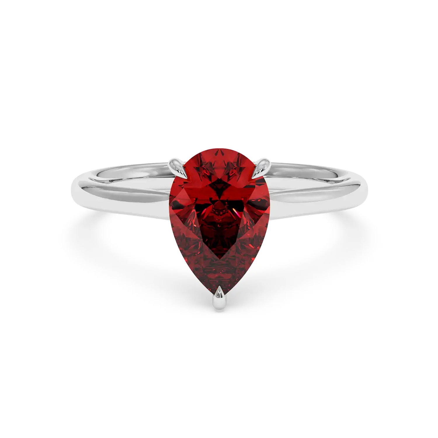 18K White Gold Poppy Plain Shank Engagement Ring