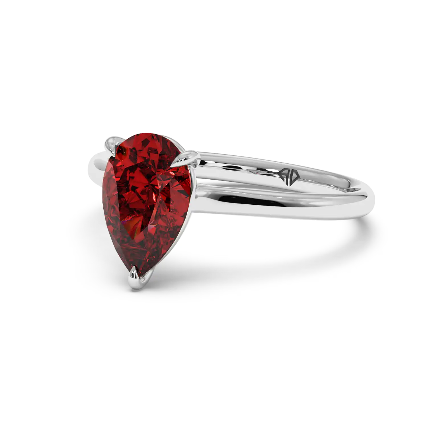 18K White Gold Poppy Plain Shank Engagement Ring