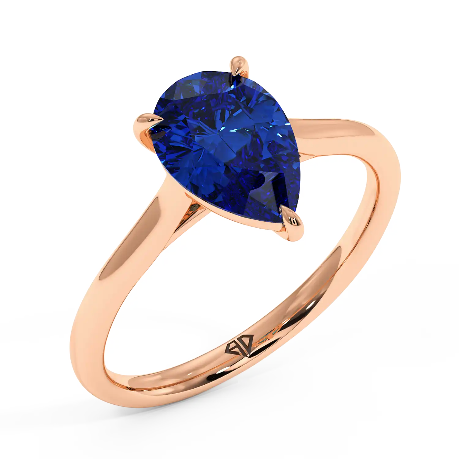 18K Rose Gold Poppy Plain Shank Engagement Ring