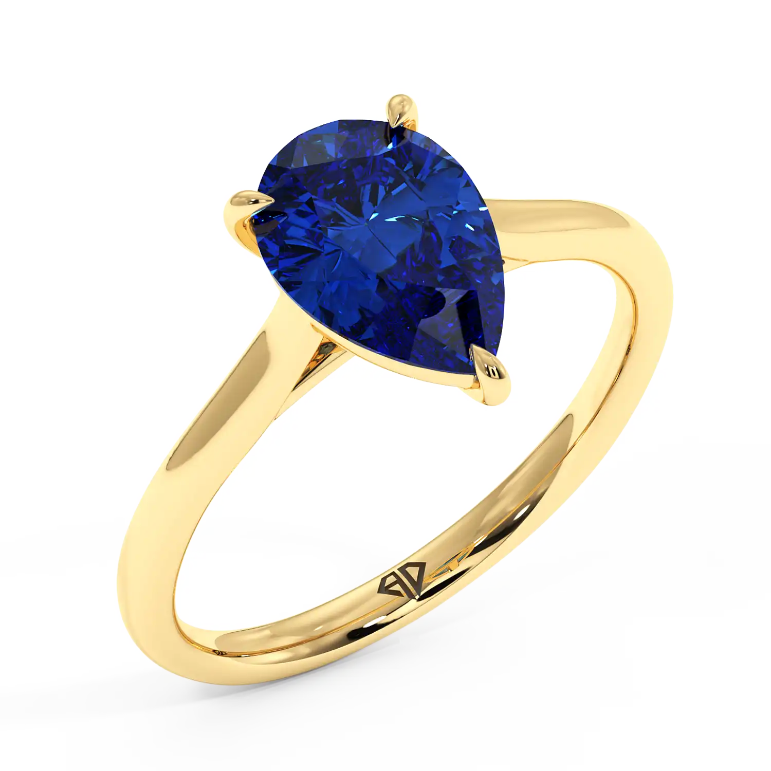 18K Yellow Gold Poppy Plain Shank Engagement Ring