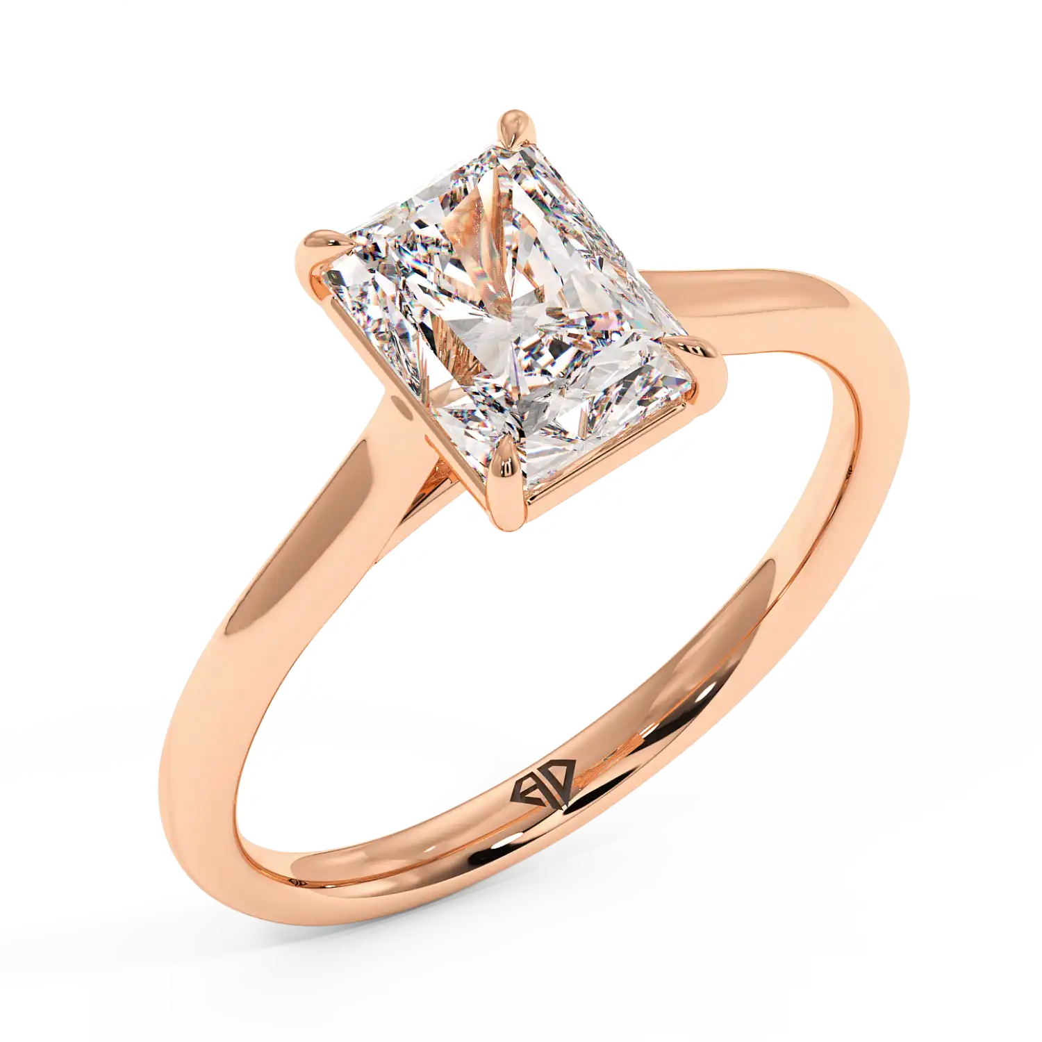 18K Rose Gold Poppy Plain Shank Diamond Solitaire Engagement Ring